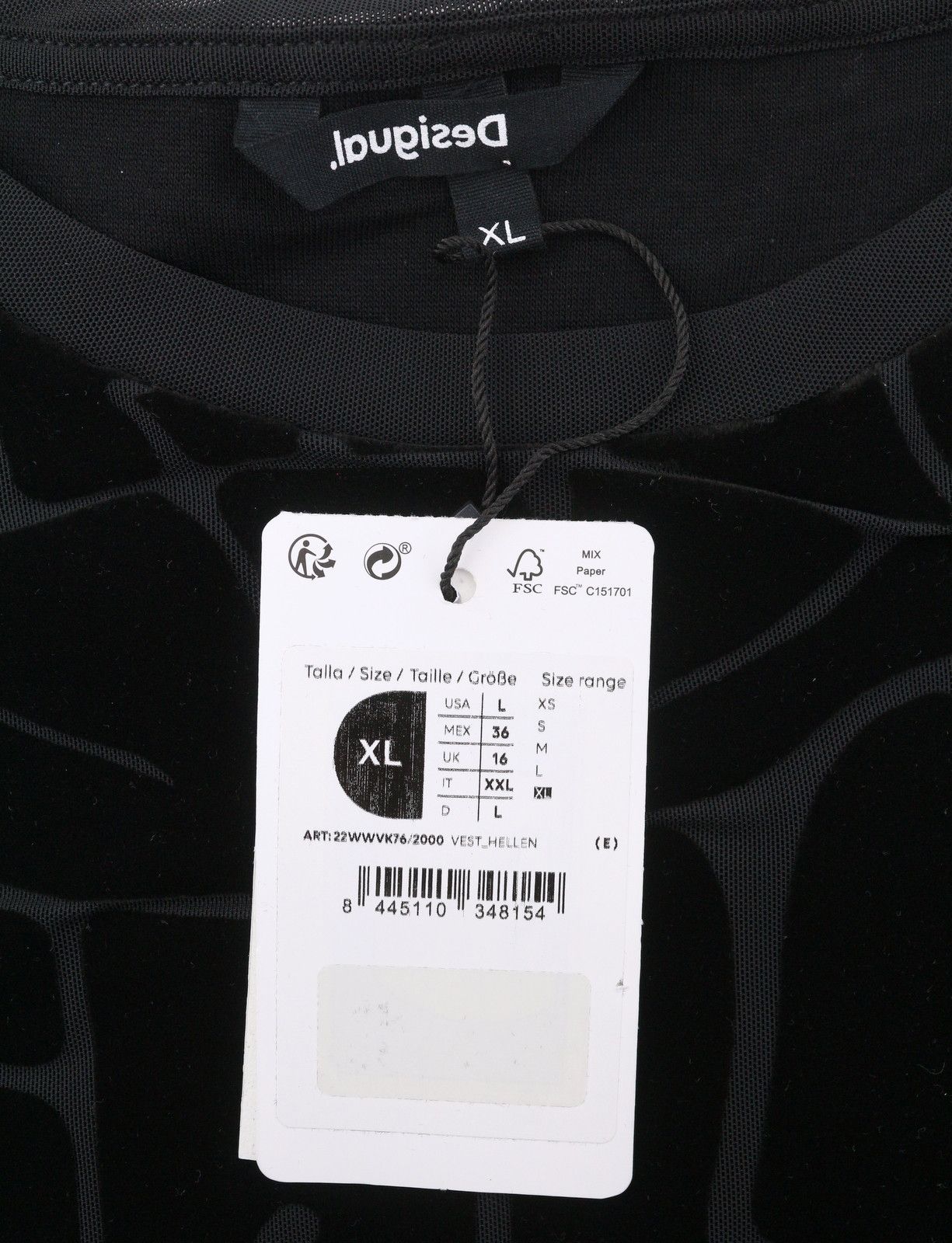 Desigual HELLEN XL Black Textured Long Sleeve Dress 89023 Size XL / US 12-14 / IT 48-50 - 9 Thumbnail