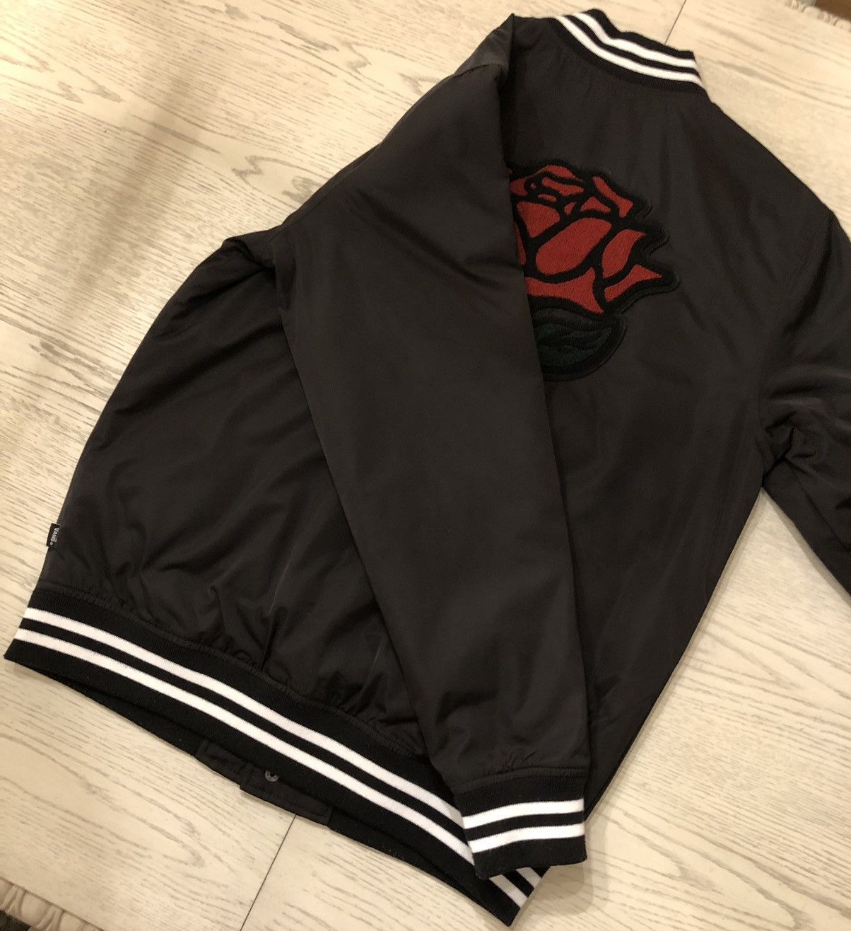 image of Vans 66 Champs Varsity Rose Bomber Jacket Size Small in Black, Men's