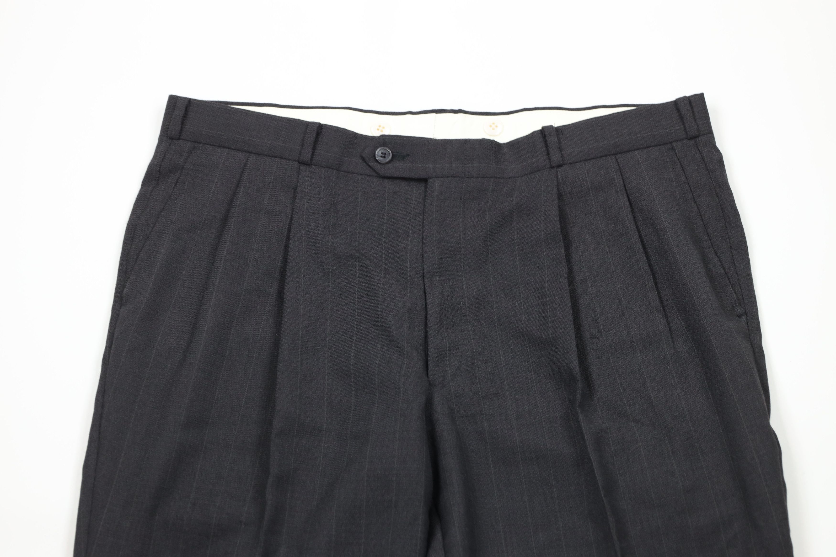 Vintage Vintage 70s Streetwear Pinstriped Knit Wide Leg Chino Pants Size US 36 / EU 52 - 2 Thumbnail