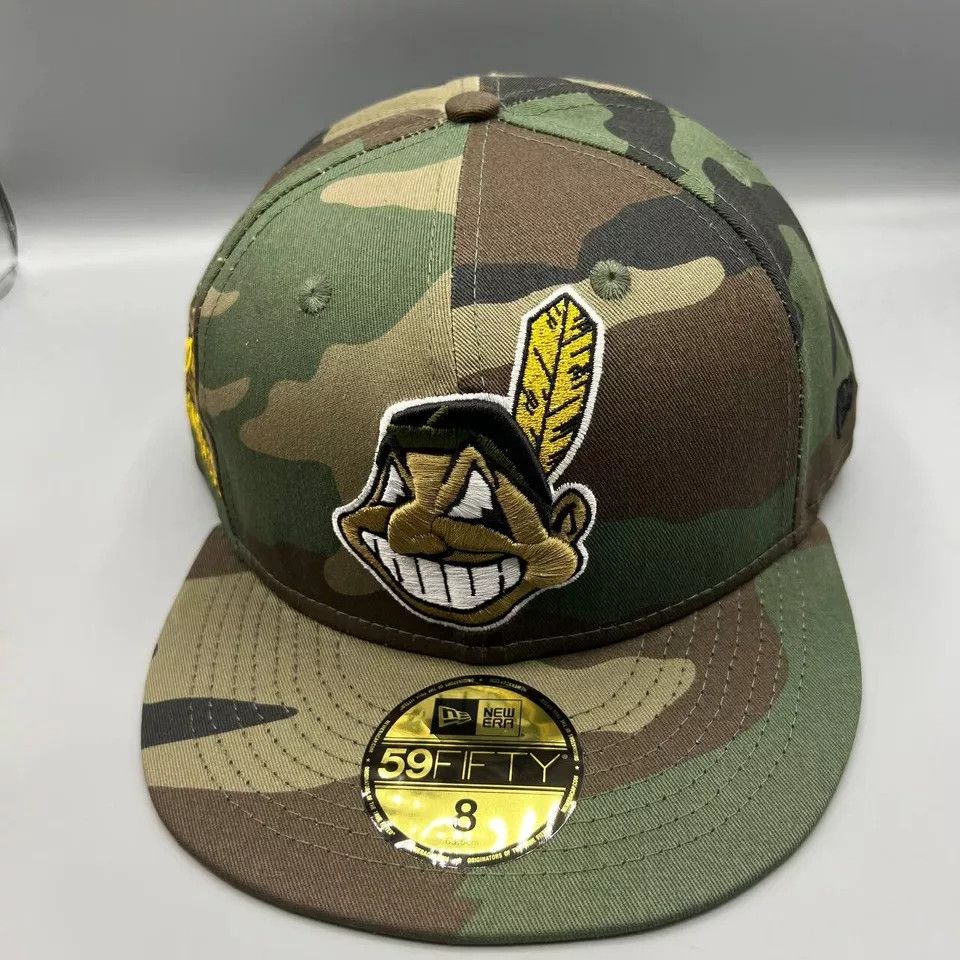 New Era Cleveland Indians Guardians Hat Men 8 Camo Fitted Cap New Size ONE SIZE - 2 Thumbnail