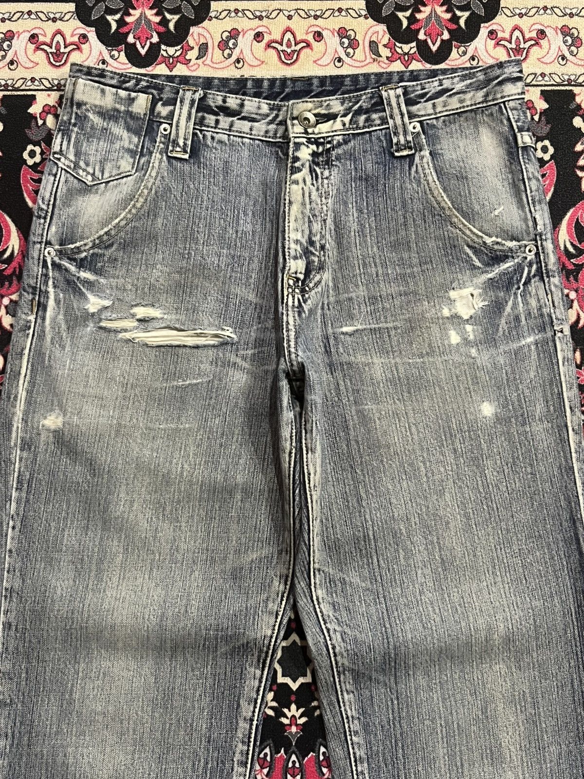 Japanese Brand × Tornado Mart × semanticdesign ⚡️Flare⚡️Vintage Semantic Design Ash Grey Distressed Jeans Size US 32 / EU 48 - 4 Thumbnail