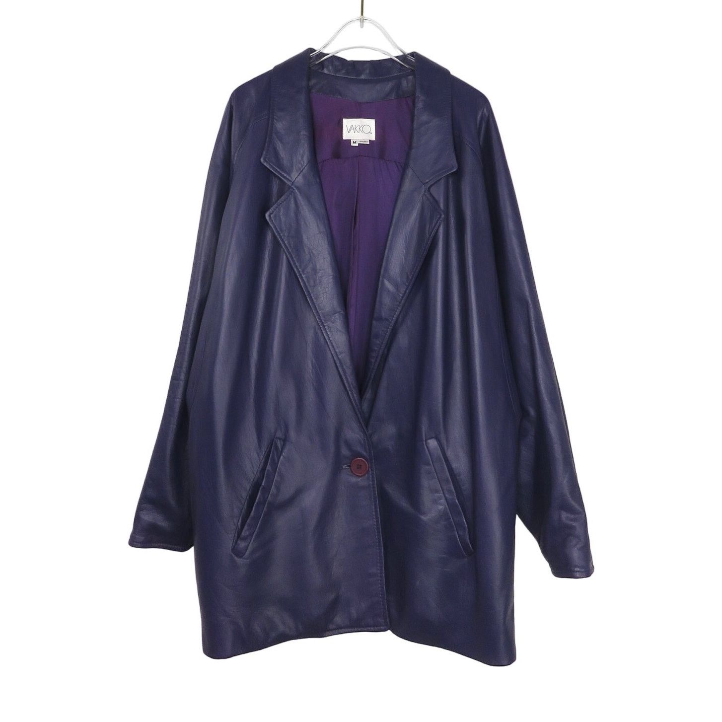 Vintage 90s Vintage Purple Leather Jacket Medium Retro Genuine Size M / US 6-8 / IT 42-44 - 1 Thumbnail