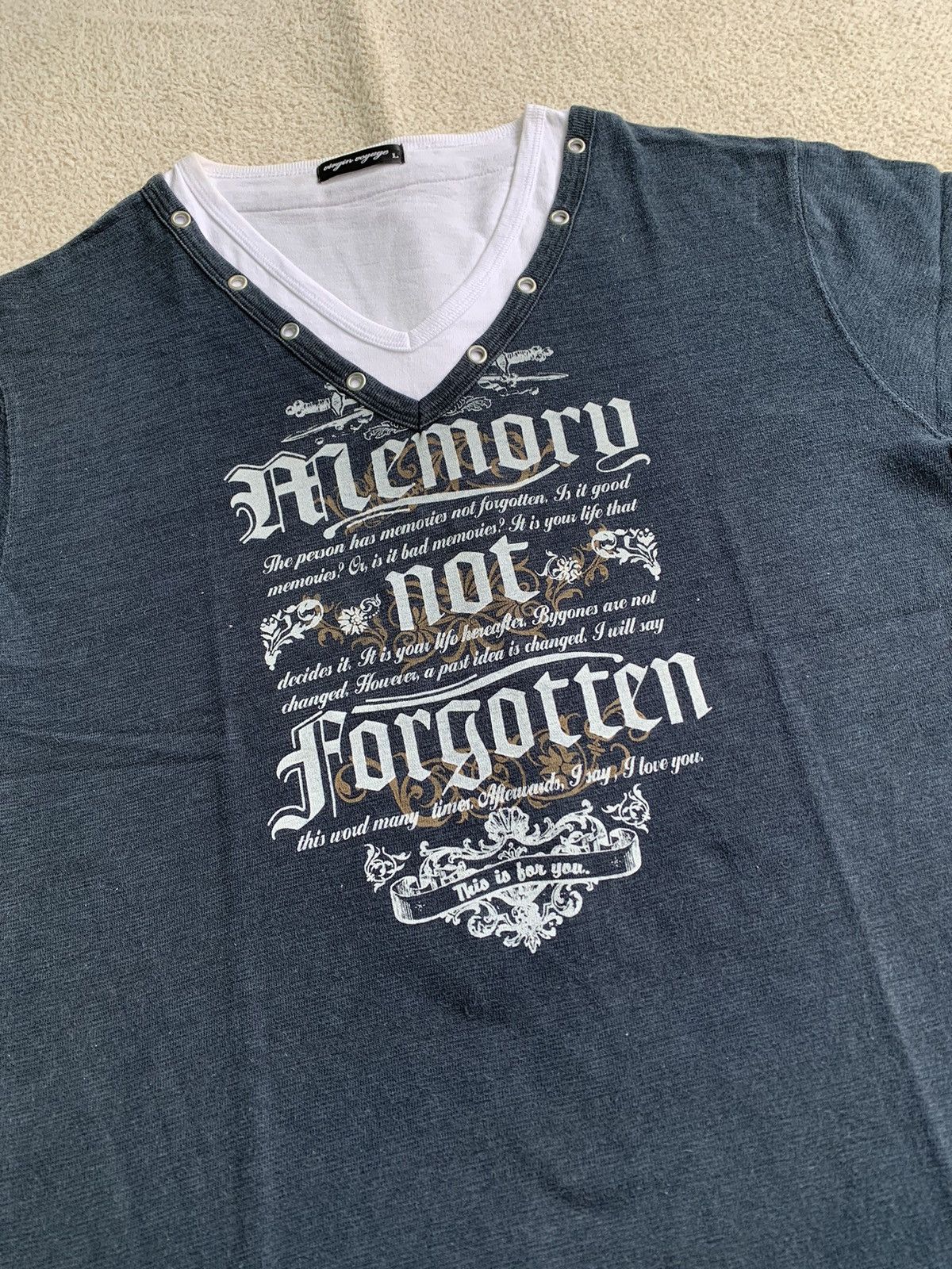 If Six Was Nine × Japanese Brand × Le Grande Bleu (L.G.B.) VTG Virgin Voyage Double Layered Poem T Shirt Size US M / EU 48-50 / 2 - 6 Thumbnail