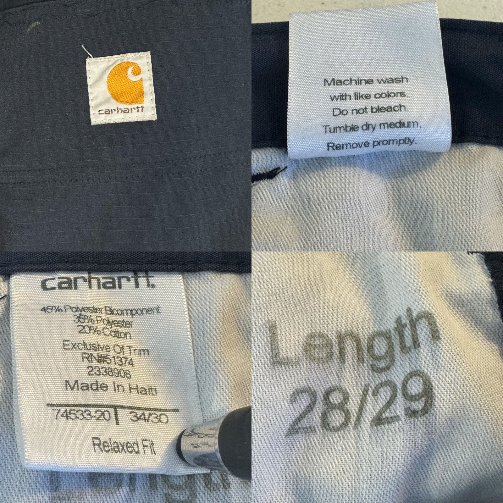 Carhartt Carhartt Pants Mens 34x29 Navy Ripstop Relaxed Fit Workwear Utility Stain Zip Size US 34 / EU 50 - 8 Thumbnail