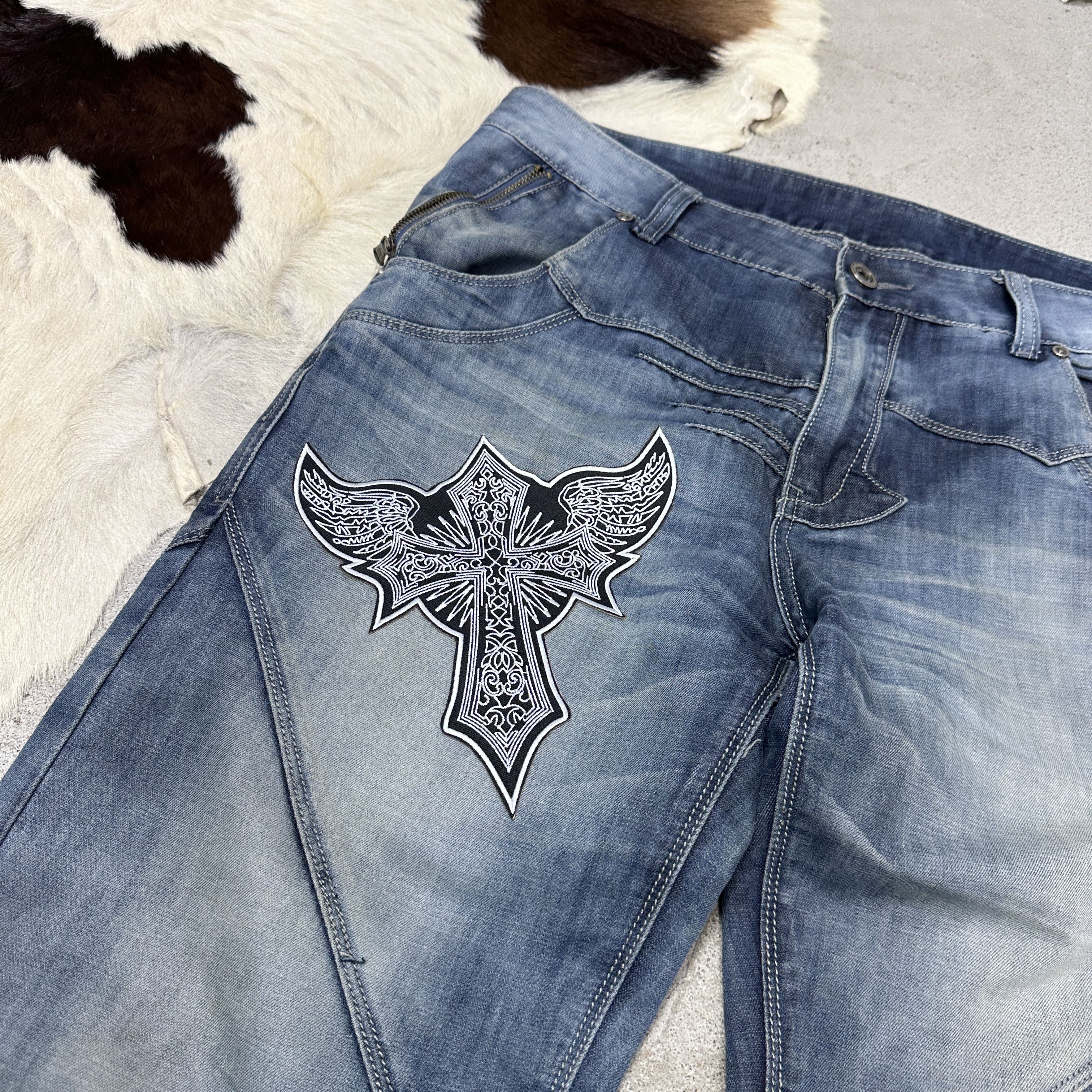 Vintage Vintage Denim Hip Hop Streetwear Washed Jeans Jorts Y2K Size US 33 - 3 Thumbnail