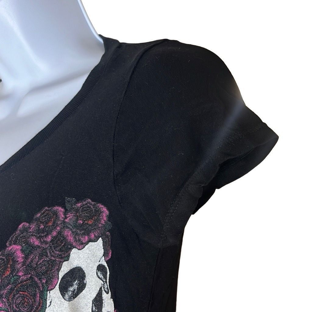 Other Lauren Moshi Womens Size XS Skull Roses Tunic Top Black Day Size XS / US 0-2 / IT 36-38 - 4 Thumbnail