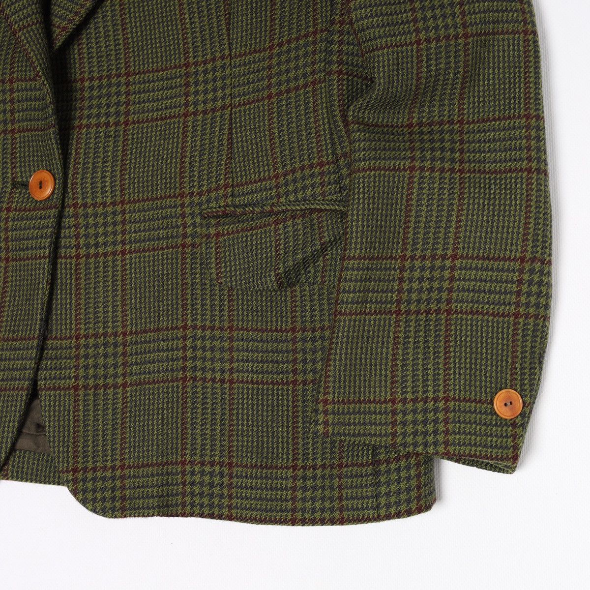 Burberry Burberrys Vintage Wool Green Tweed Blazer Jacket Plaid Size M / US 6-8 / IT 42-44 - 2 Thumbnail