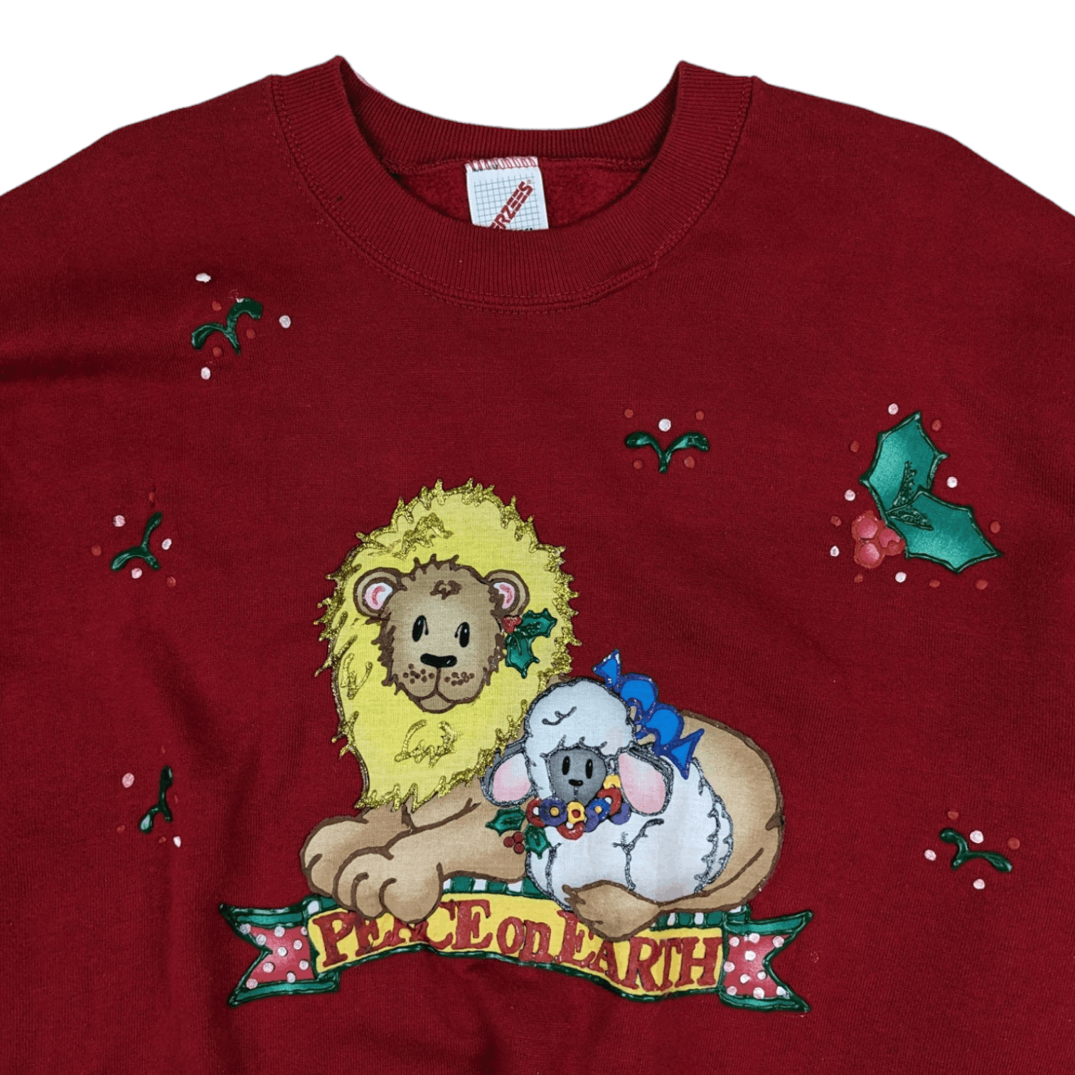 Jerzees Vintage 90's JERZEES Lion Peace On Earth Jumper Sweatshirt Size US XL / EU 56 / 4 - 4 Thumbnail