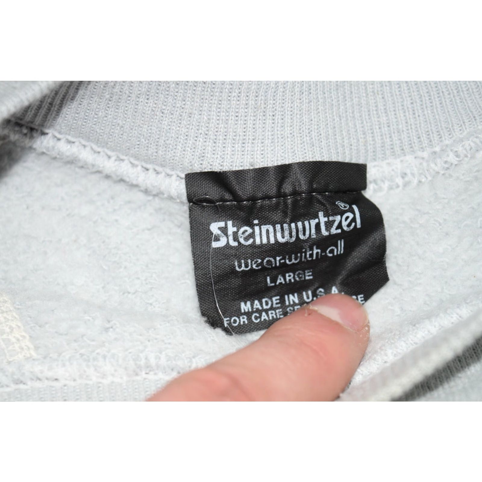 Vintage VINTAGE Steinwurtzel WEAR WITH ALL Sweatshirt Crewneck Gray Adults L USA 80s STEINWURTZEL Pullover Knit Cotton Polyester Size US L / EU 52-54 / 3 - 6 Thumbnail