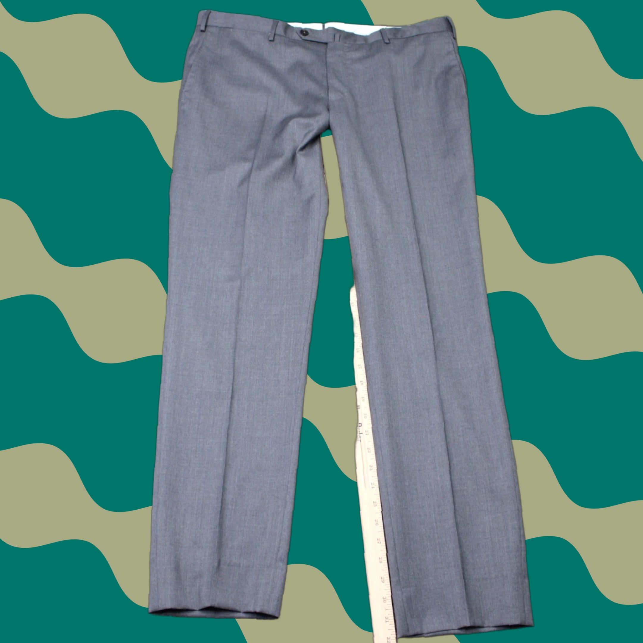 PT Torino Dress Pants Mens 38x32 Gray Slim Fit Wool Flat Front