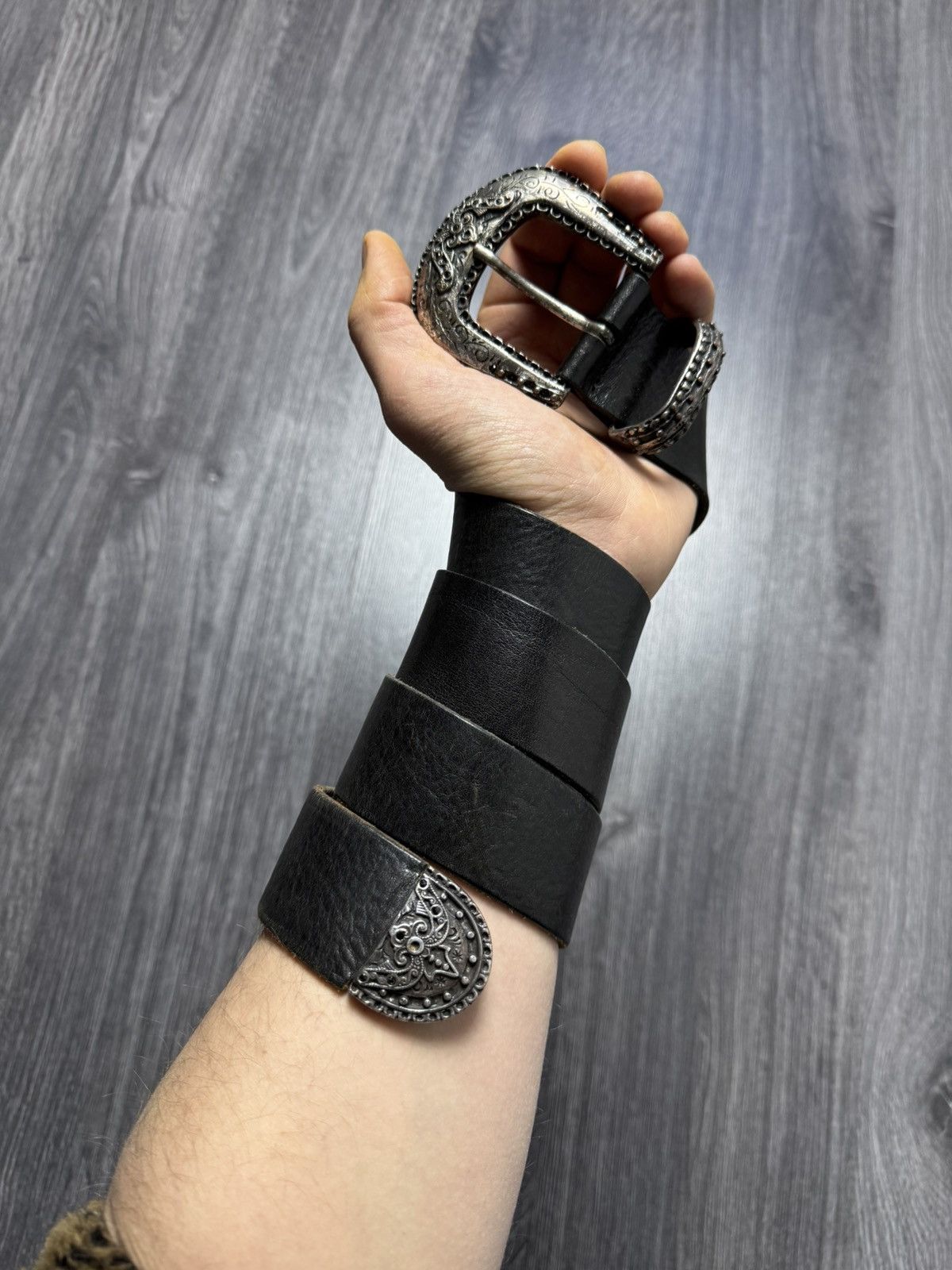 Leather × Vintage Y2K Vintage Leather Punk Metal Avant Garde Belt Size ONE SIZE - 2 Thumbnail