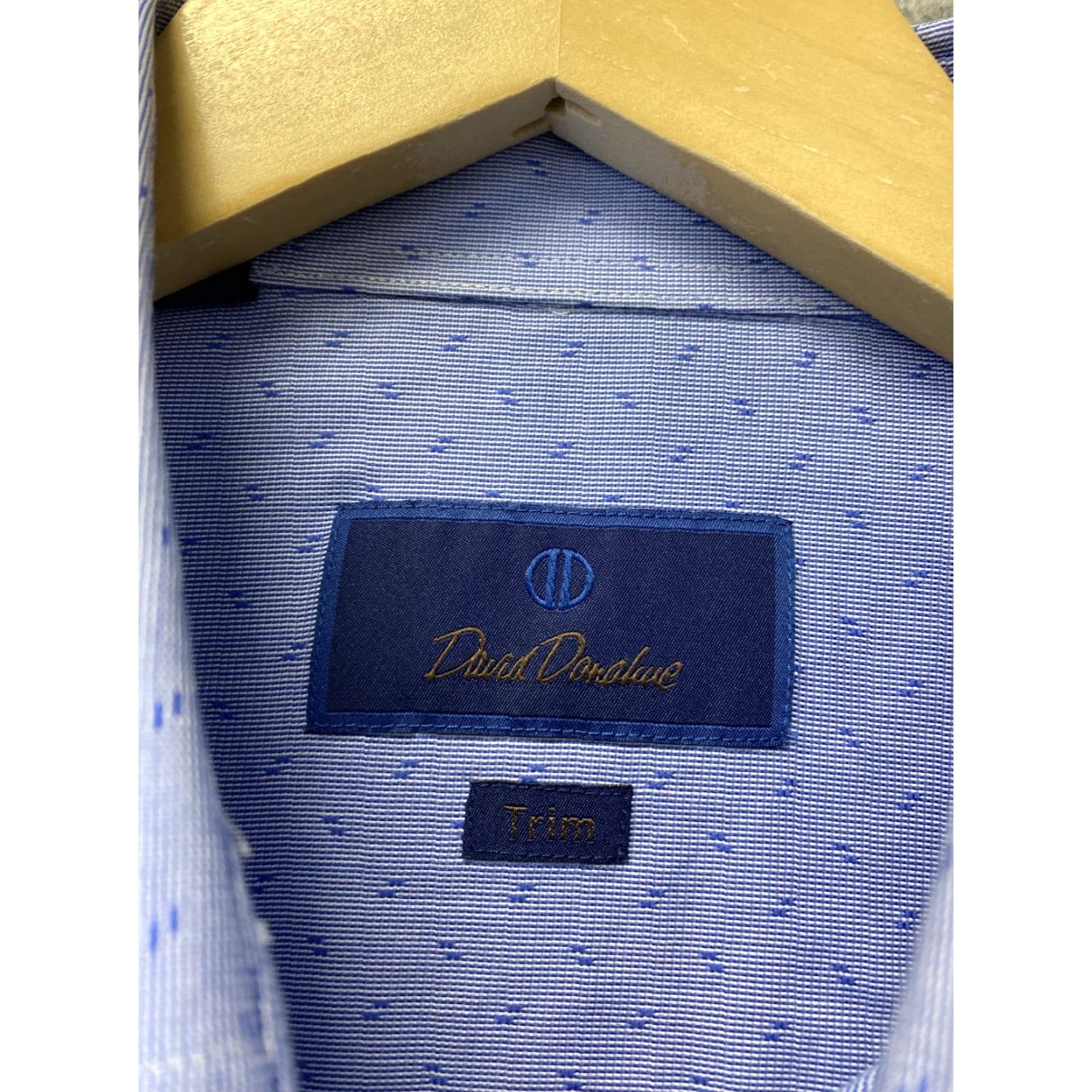 David Donahue David Donahue Men's Dress Shirt 16 Cotton Blue 127-10 Size 42R - 3 Thumbnail