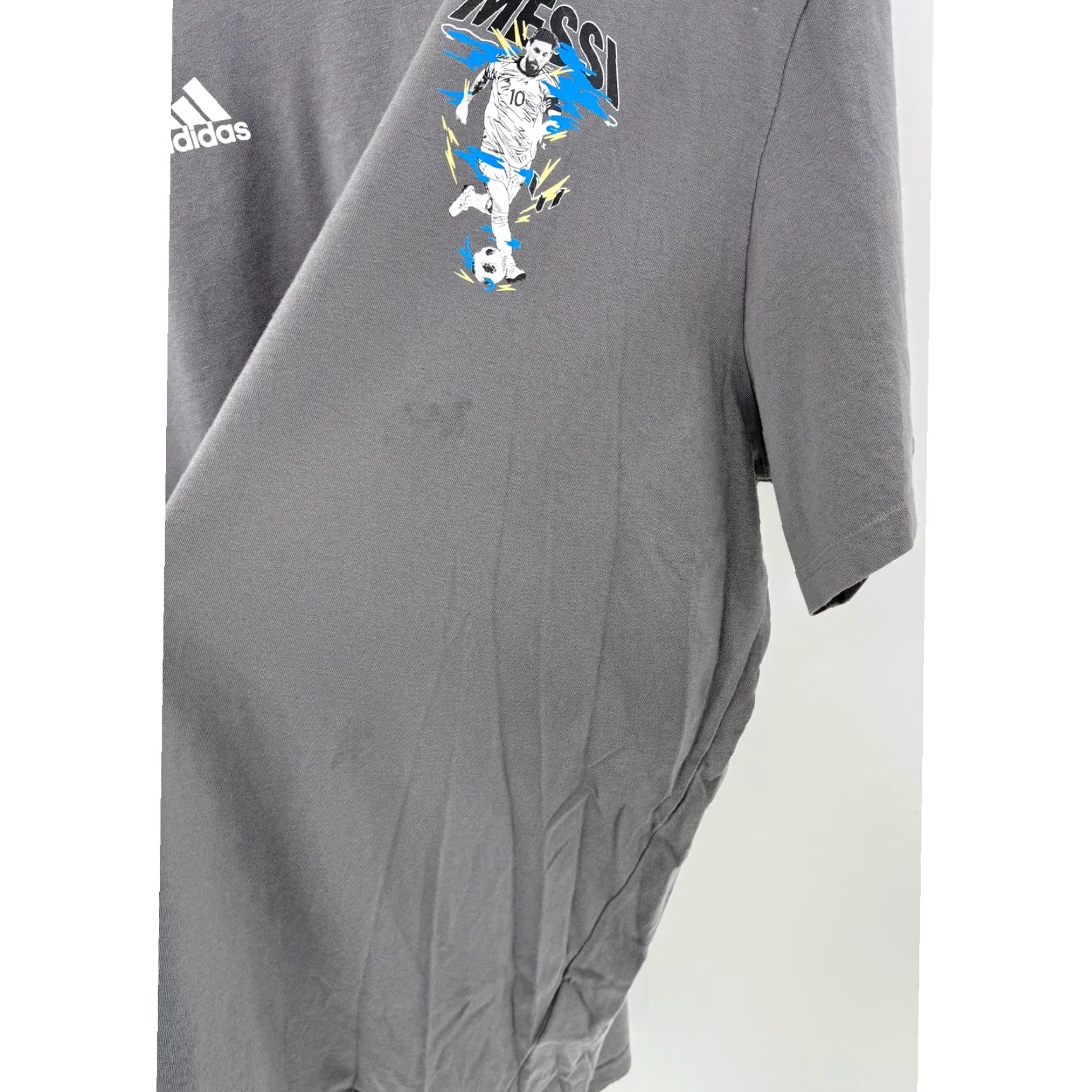 Adidas Adidas Messi Graphic T-Shirt Mens 2XL Gray Short Sleeve Soccer Football Fan Tee Size US XXL / EU 58 / 5 - 5 Thumbnail