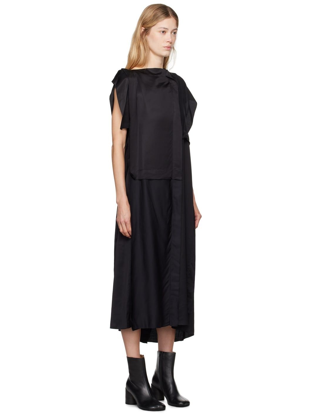 Maison Margiela oc11z0925 Asymmetrical Midi Dress in Black Size S / US 4 / IT 40 - 2 Thumbnail