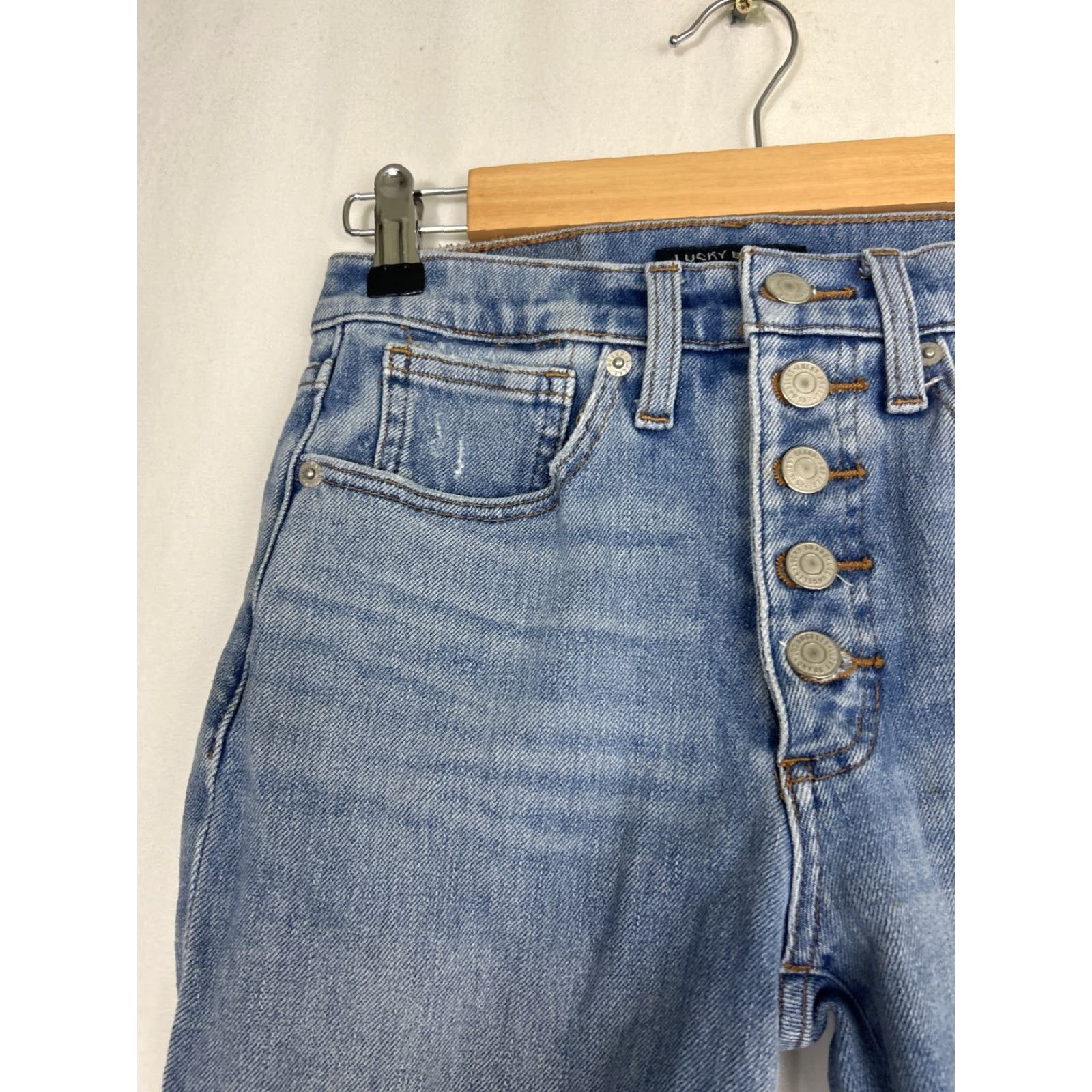 Lucky Brand Lucky Brand Jeans Bridgette High Rise Crop Denim Button Fly Raw Hem Size 4/27 Blue Size 27" / US 4 / IT 40 - 4 Thumbnail