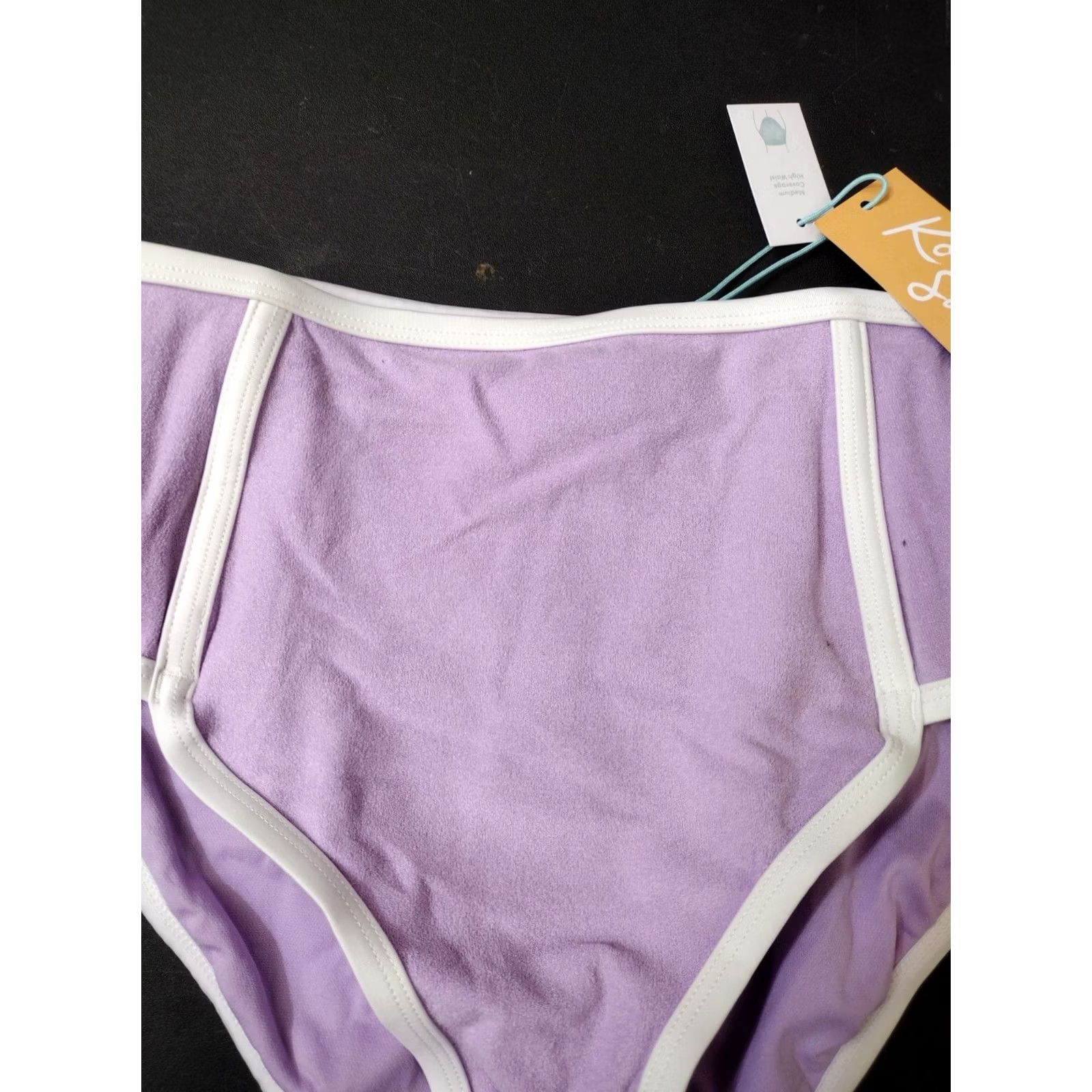 Vintage Kona Sol Bikini Bottom Women Size M Terry Cloth Bandeau Light purple Bathing Suit Bottom Purple Solid Beach 90s Size 32" / US 10 / IT 46 - 6 Thumbnail