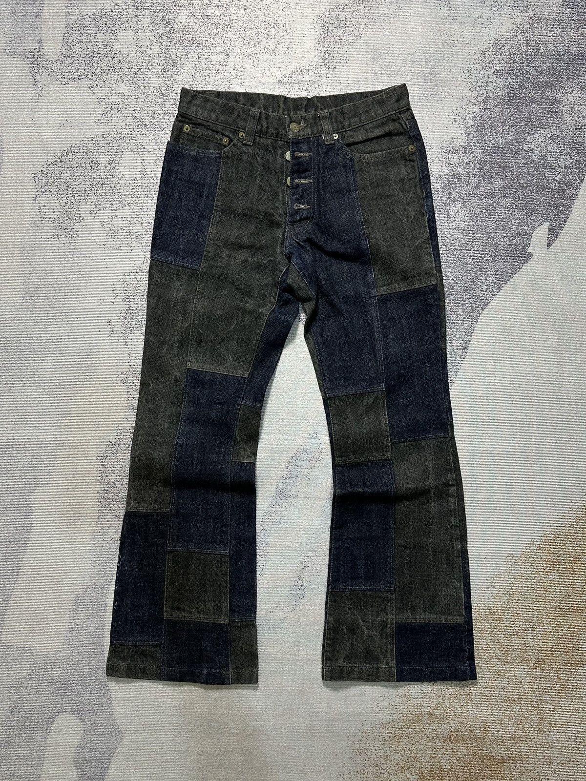 Undercover × Uniqlo 2000s Tornado Mart Flare Patchwork Denim Jeans Size US 30 / EU 46 - 1 Thumbnail