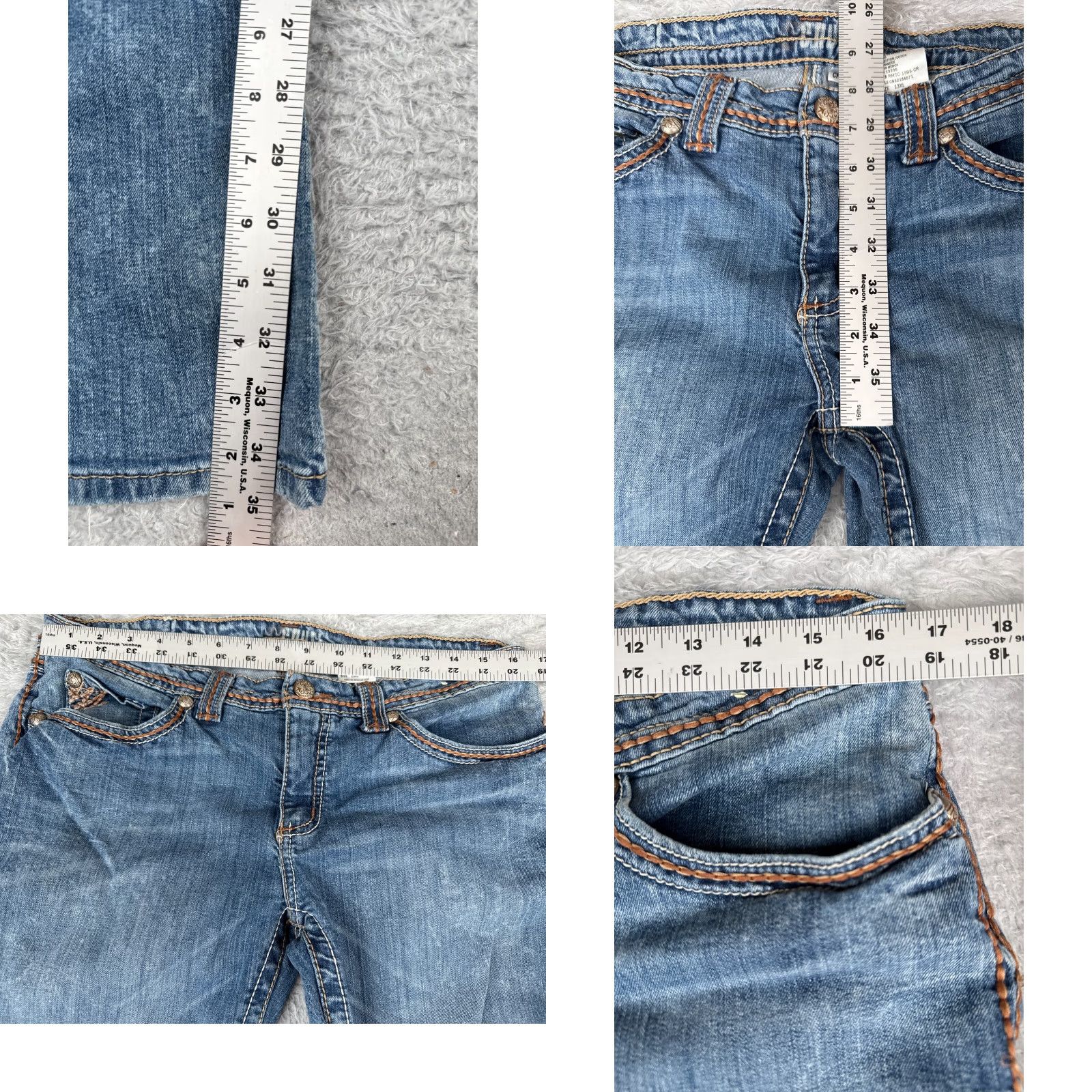 Vintage Cruel Girl Jeans Bootscut Denim 32x35 Juniors Blue Embroidered Zip Pocket 5-Pocket Size 34" / US 12 / IT 48 - 8 Thumbnail