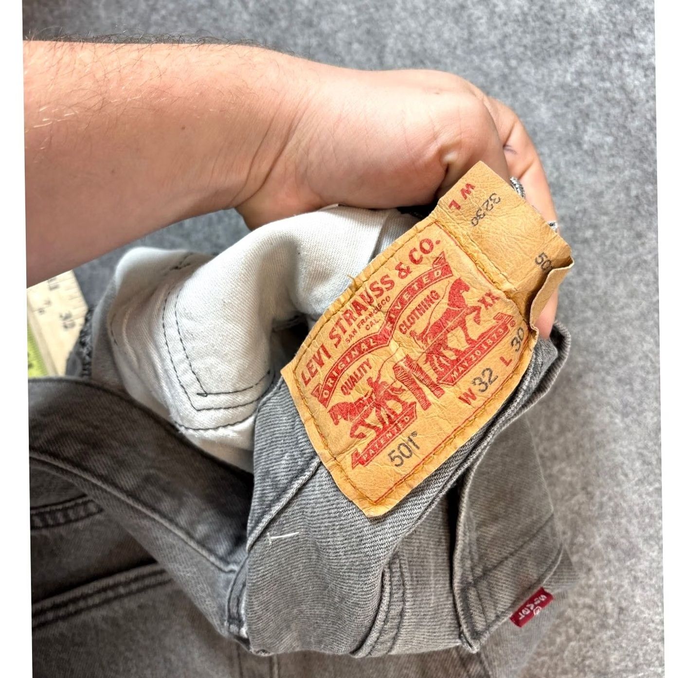 Levi's Levi's 501 Denim Straight Jeans Men 33x31 Gray Washed Button Fly Red Tab USA Jeans Mens 501 Regular Straight Denim Solid 5-Pocket Design USA Size US 33 - 5 Thumbnail