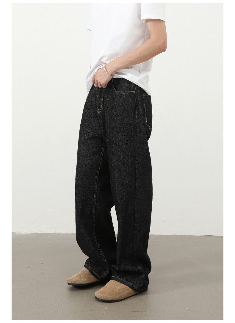 Jean Men's semi-elastic waist loose straight original color jeans Size US 32 / EU 48 - 4 Thumbnail