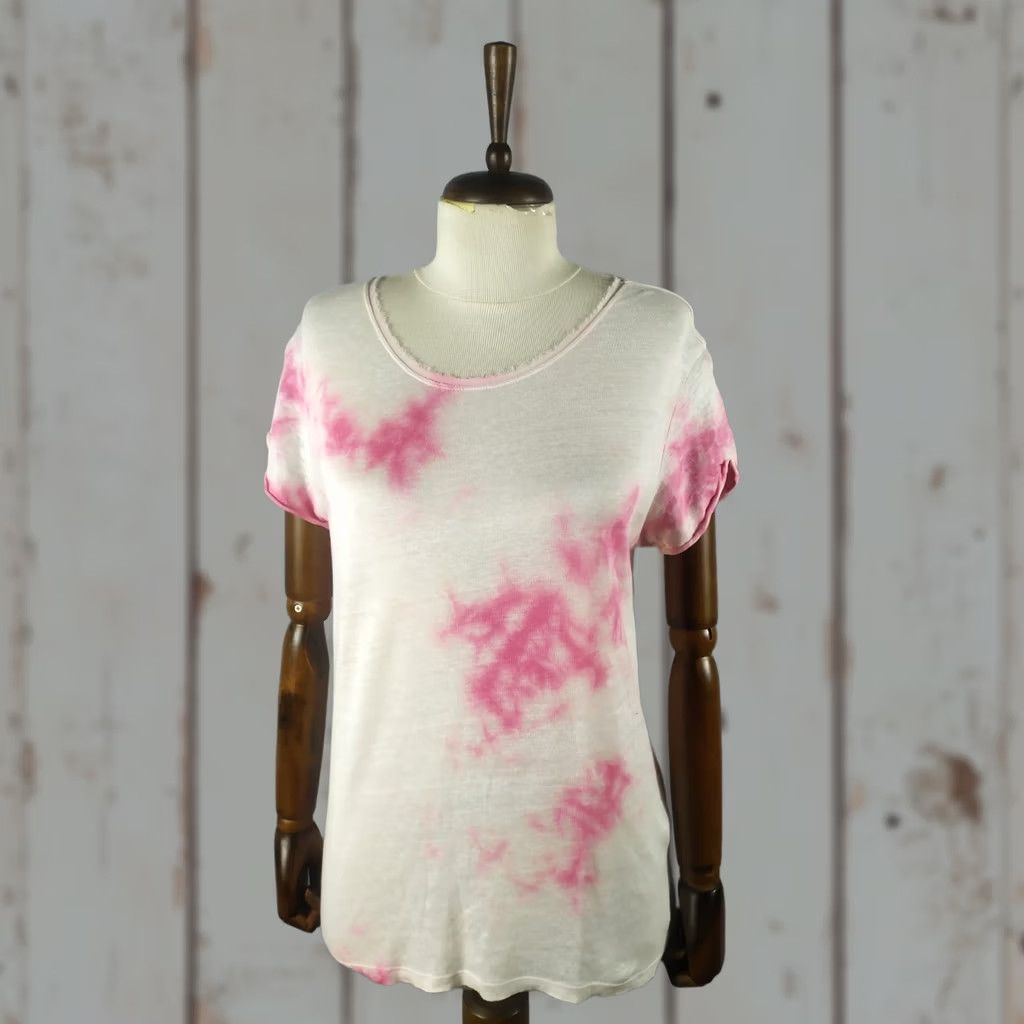 Sandro Sandro Paris Womens Shirt Short Sleeve 100% Linen Size White Pink (Shipping Information) Size M / US 6-8 / IT 42-44 - 1 Thumbnail