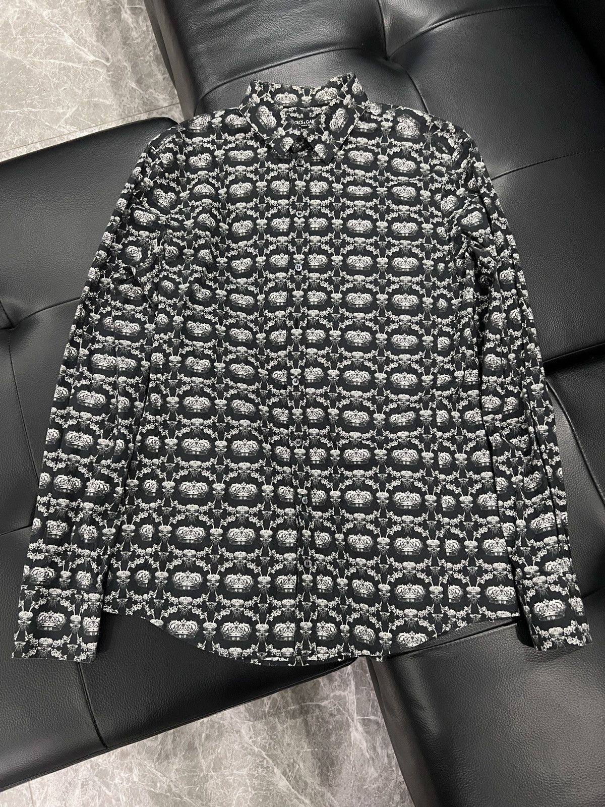 Dolce & Gabbana Dolce & Gabbana Crown Print Shirt Size US XXS / EU 40 - 1 Thumbnail