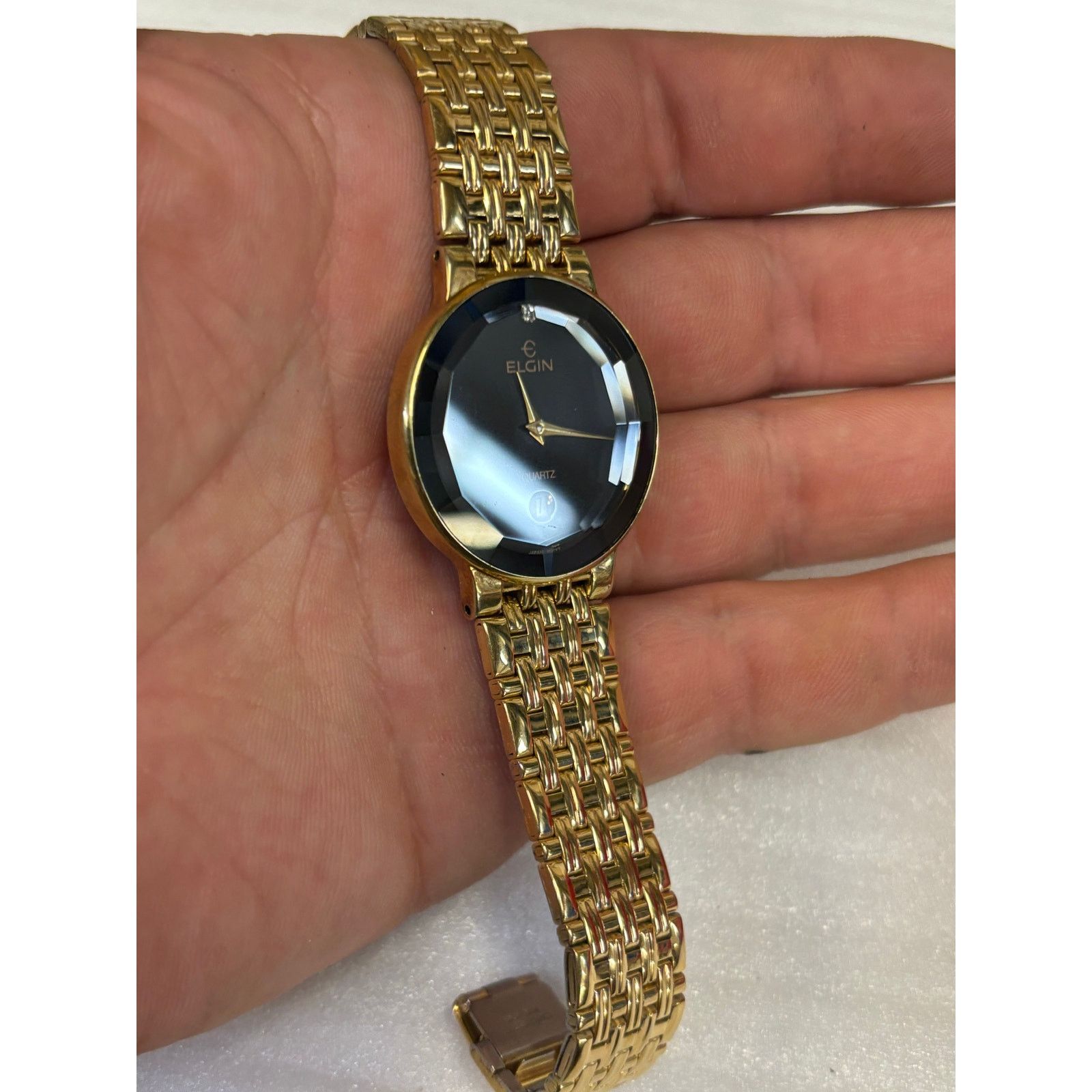 Elgin National Watch Company Elgin FM178 Beveled Face Gold Tone Men’s Watch! New Battery! Size ONE SIZE - 8 Thumbnail