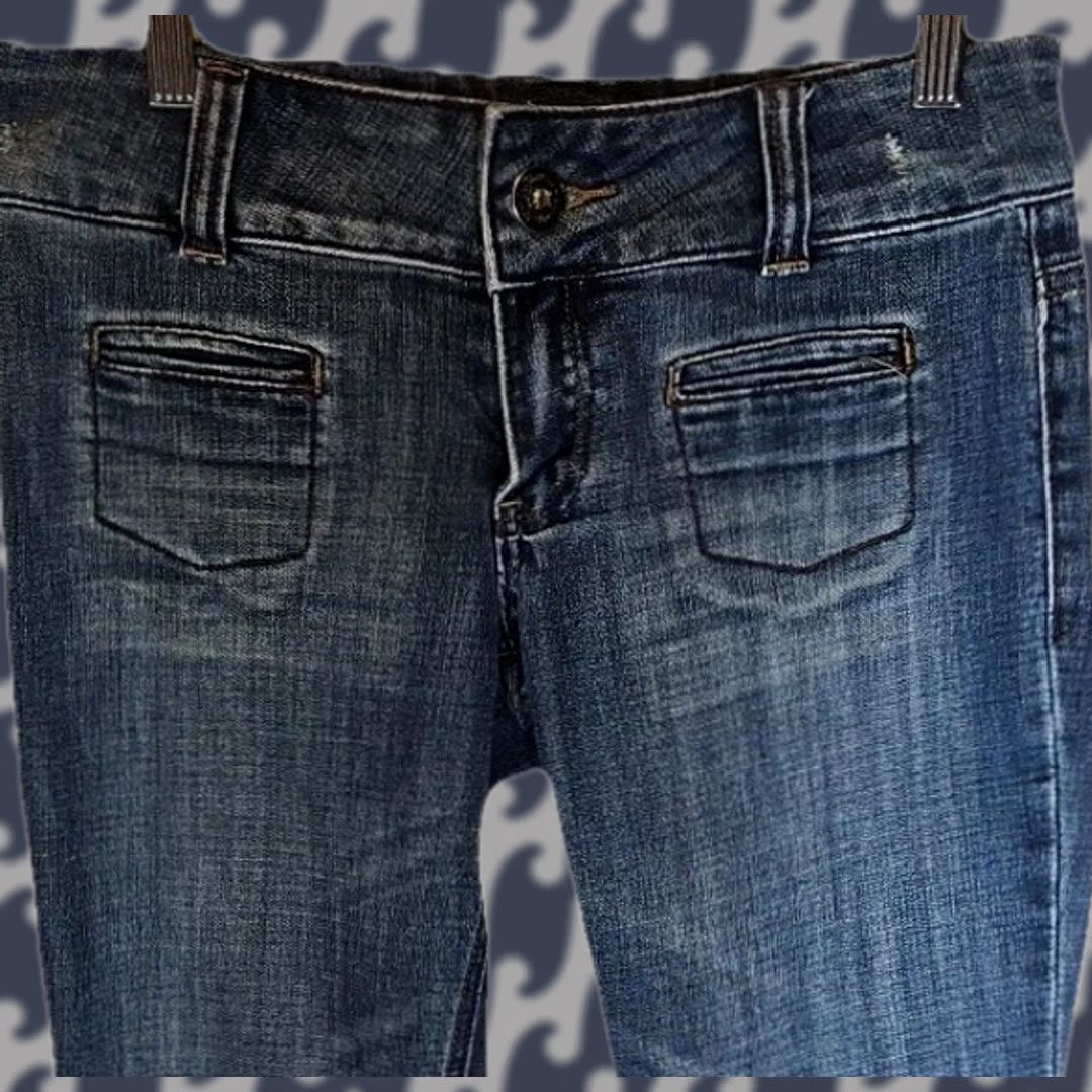 Vintage Dollhouse Y2K Low Rise Bootcut Jeans Juniors 5 Stretch Denim Blue 28in Waist 32in Inseam Women Size 27" / US 4 / IT 40 - 1 Thumbnail