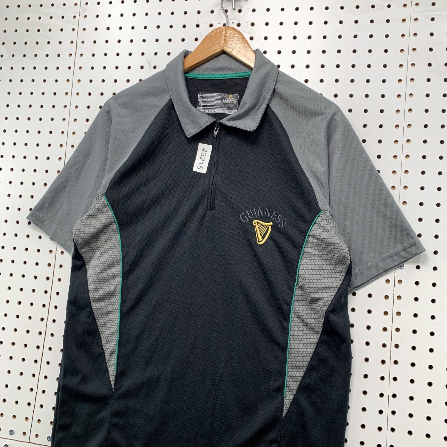 Vintage Guinness Performance Polo Shirt Mens XL Black Gray Short Sleeve 1/4 Zip Beer Size US XL / EU 56 / 4 - 2 Thumbnail