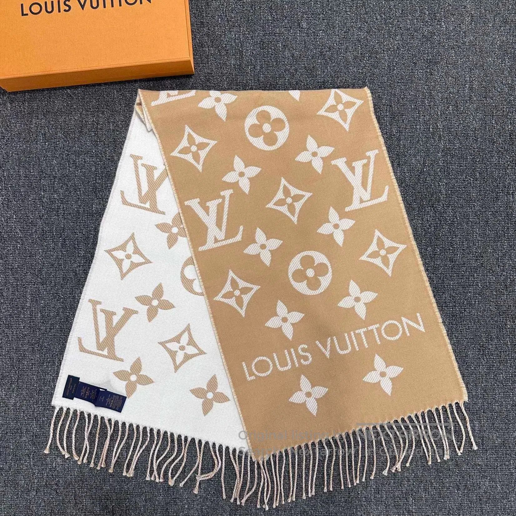 Louis Vuitton Louis Vuitton Beige Monogram Wool Scarf. Size ONE SIZE - 2 Thumbnail
