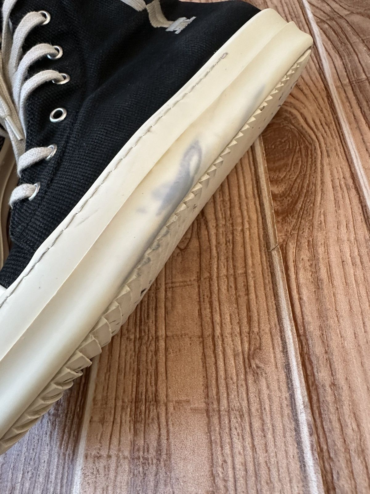 Rick Owens Rick Owens DRKSHDW Canvas Ramones Embroidered Logo Hightops Size US 7.5 / EU 40-41 - 14 Thumbnail