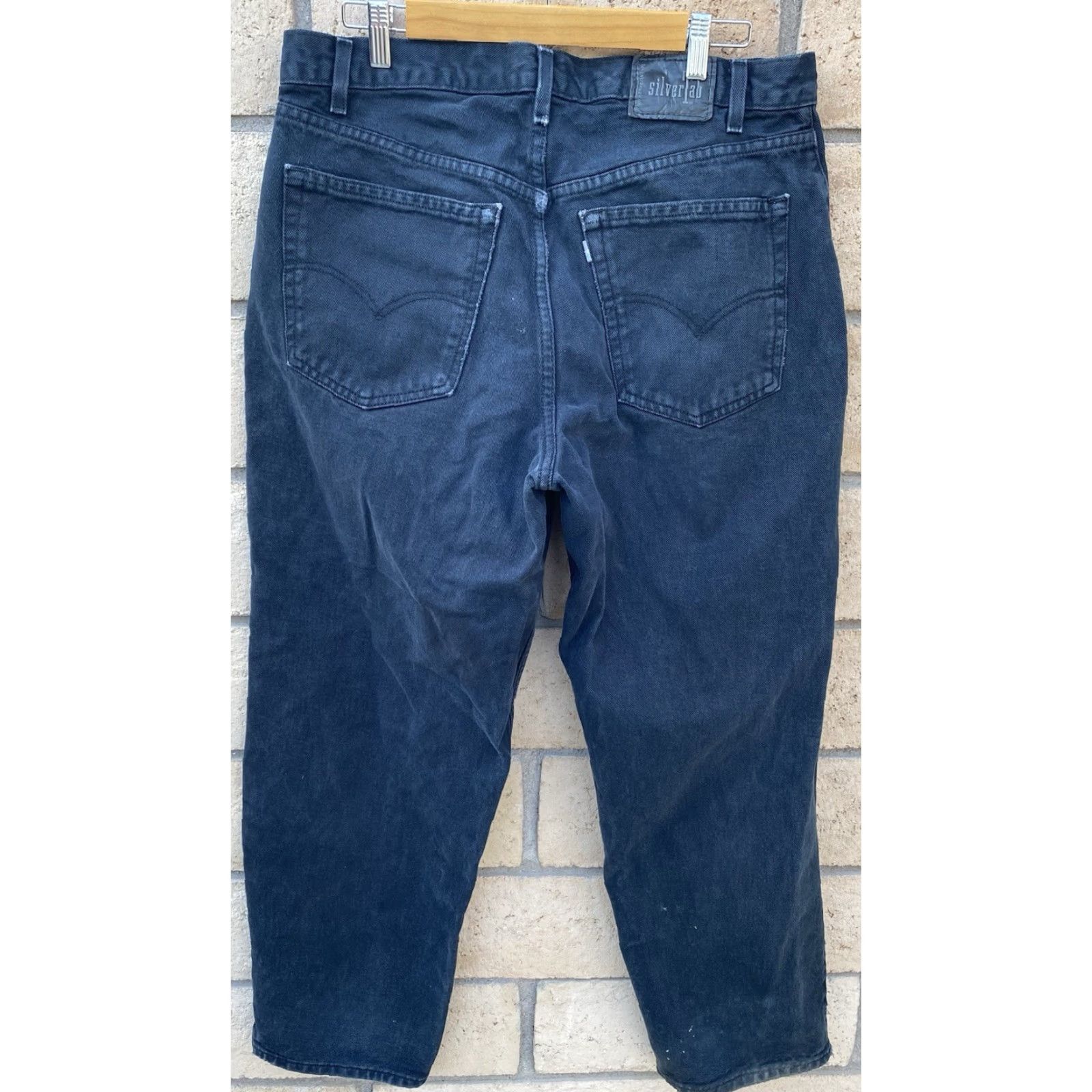 Vintage VINTAGE SilverTab Levi's Baggy Jeans Black Distressed 36x32 Jeans Mens 5-Pocket Denim High Rise Tapered 100% Cotton Registed? Size US 36 / EU 52 - 2 Thumbnail