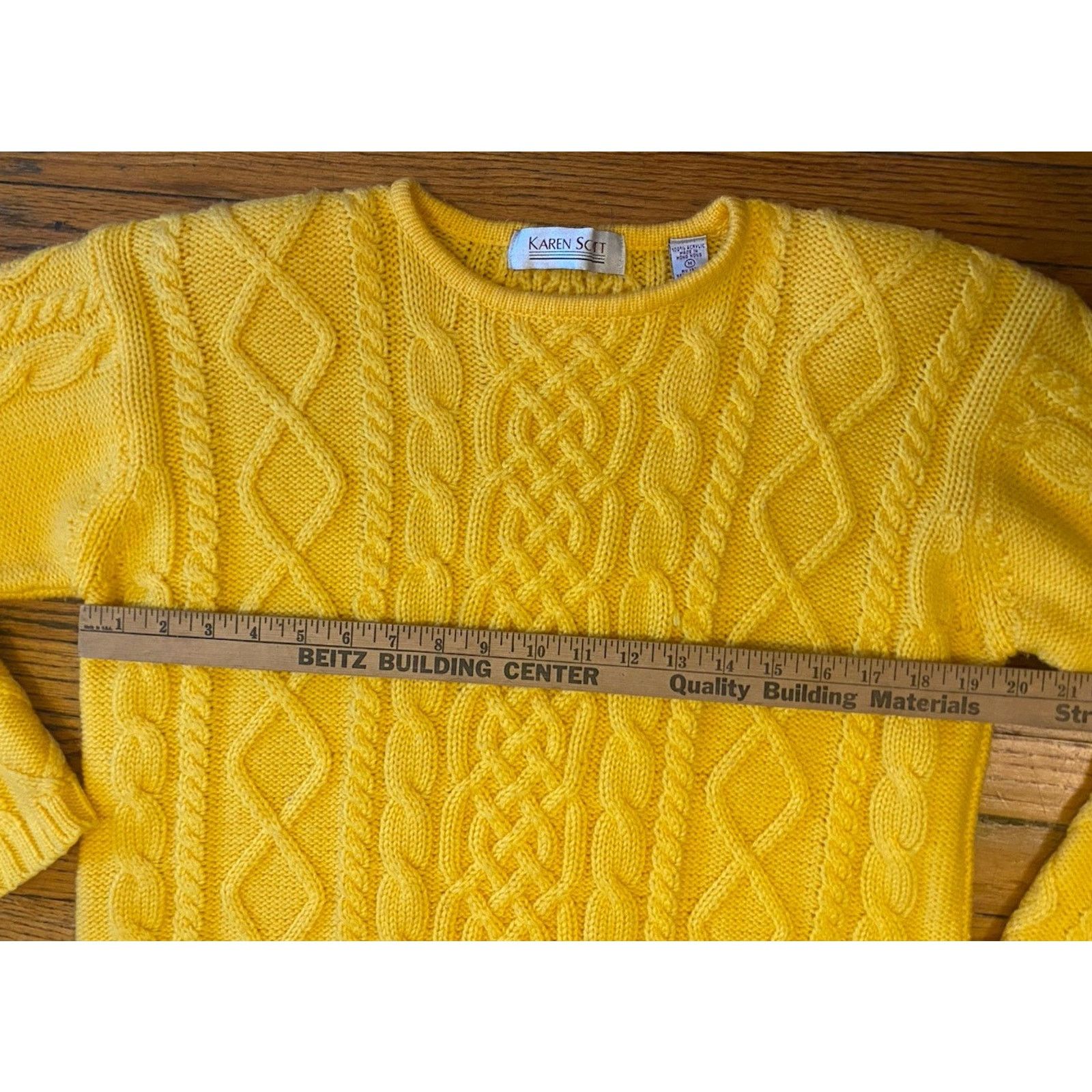 Vintage VTG Karen Scott Yellow Sweater Women’s M Shoulder Pads Size M / US 6-8 / IT 42-44 - 5 Thumbnail