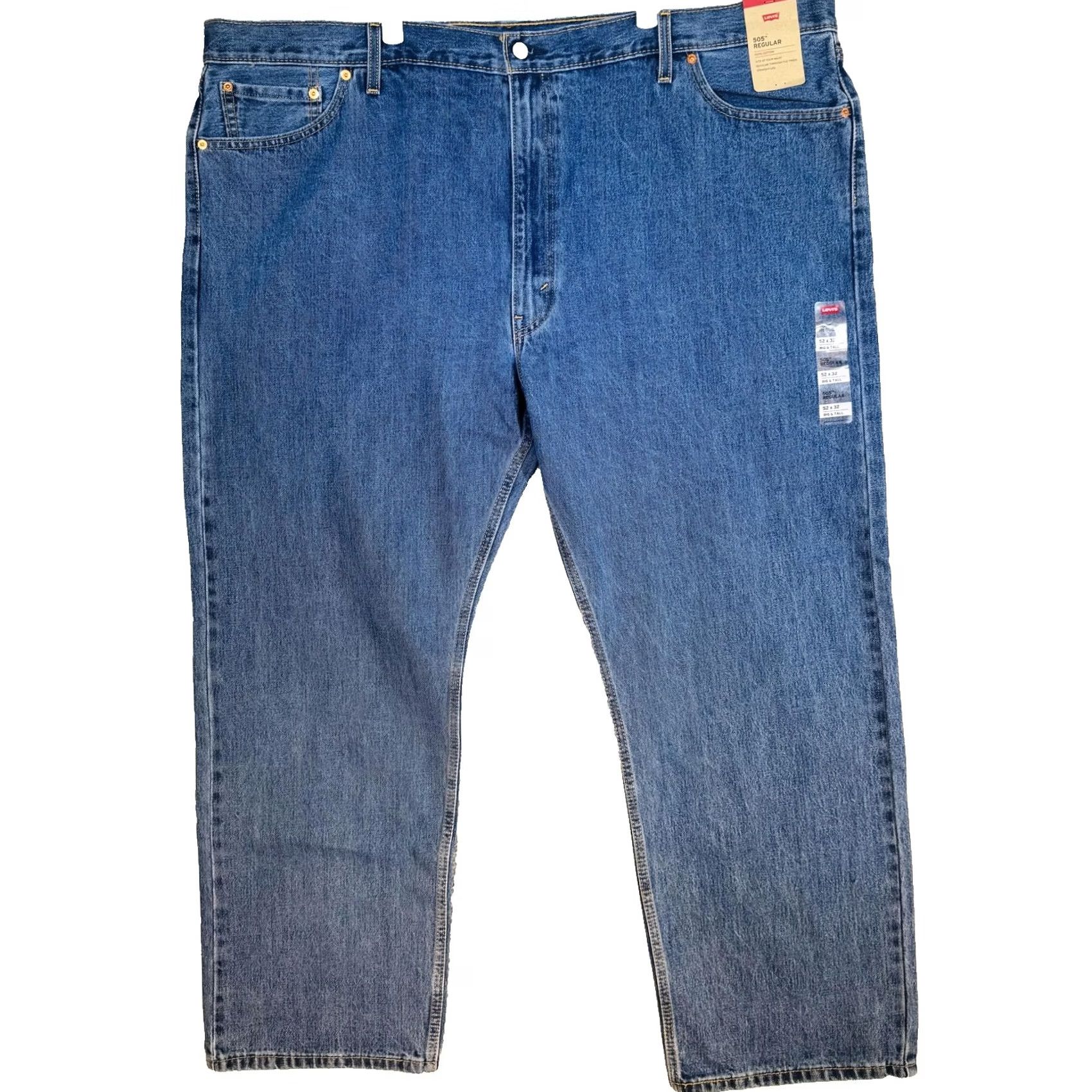 Levi's Levi's 505 Jeans Mens W52 L32 Blue Medium Wash Straight Zip Fly Denim 5-Pocket Regular Big & Tall Size US 36 / EU 52 - 5 Thumbnail