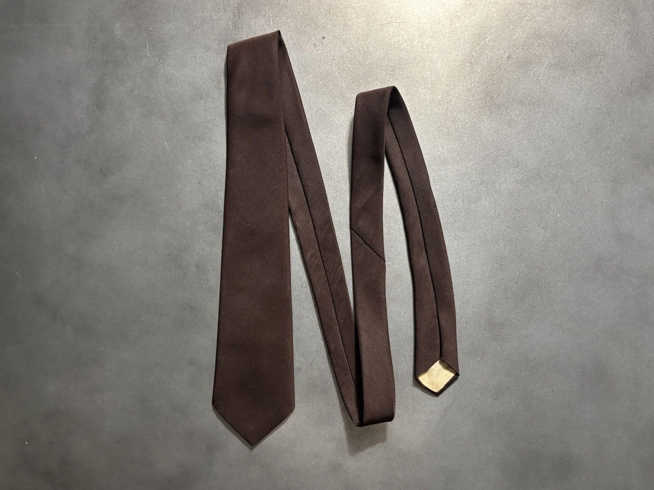 Vintage Vintage Polyester Neck Tie 1970s Necktie Dark Brown Plain Size ONE SIZE - 8 Thumbnail