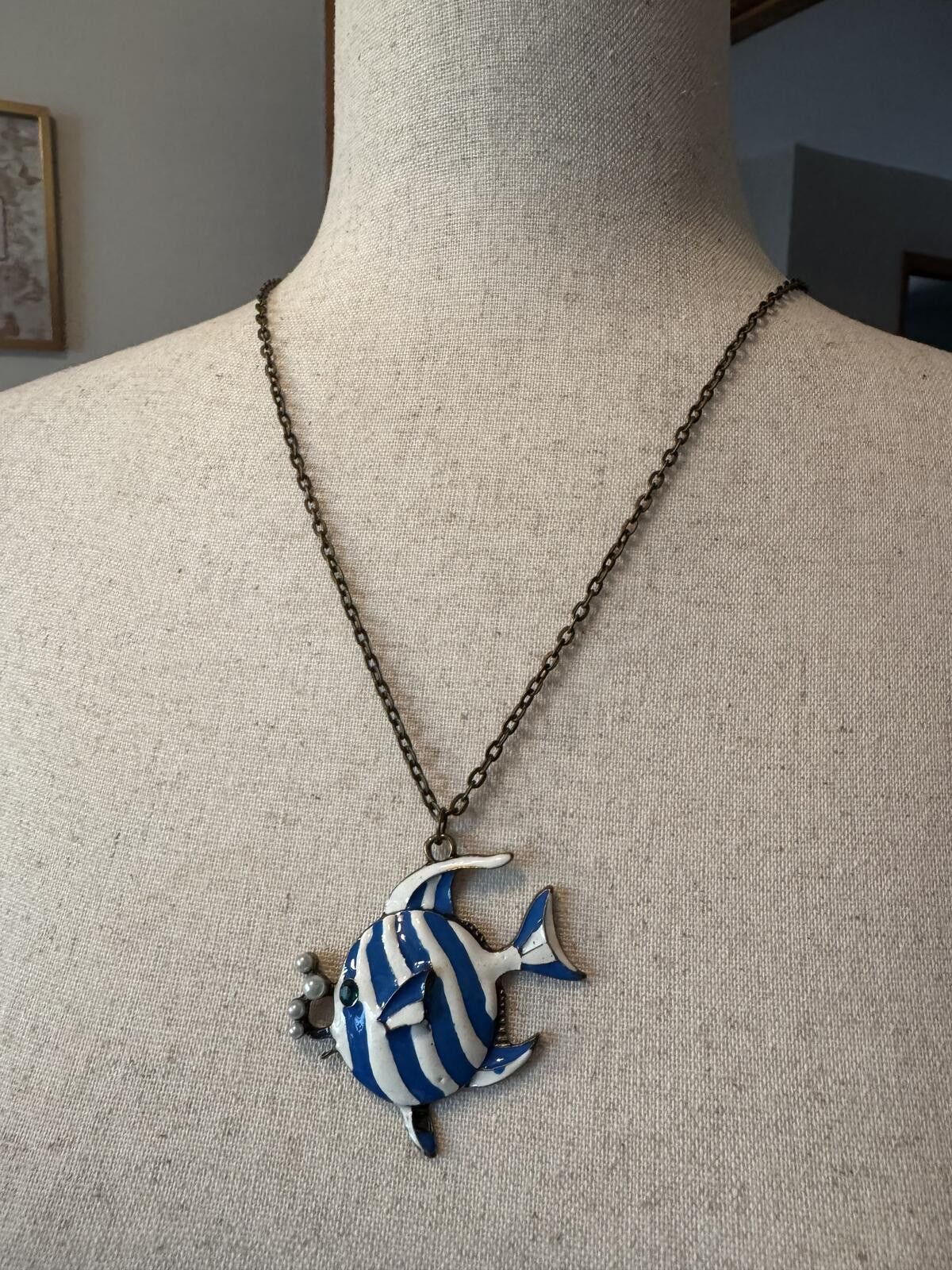 Other Betsey Johnson Blue and White Fish Pendant Necklace Size ONE SIZE - 1 Thumbnail