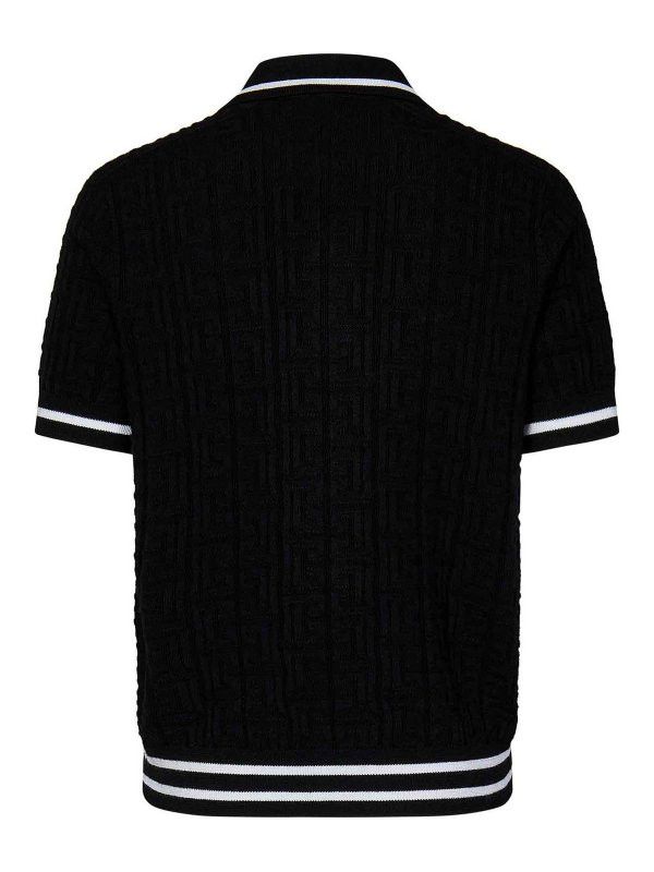 Balmain o1s1wg110925 Merino Wool Knit Polo Shirt in Black Size US S / EU 44-46 / 1 - 2 Thumbnail