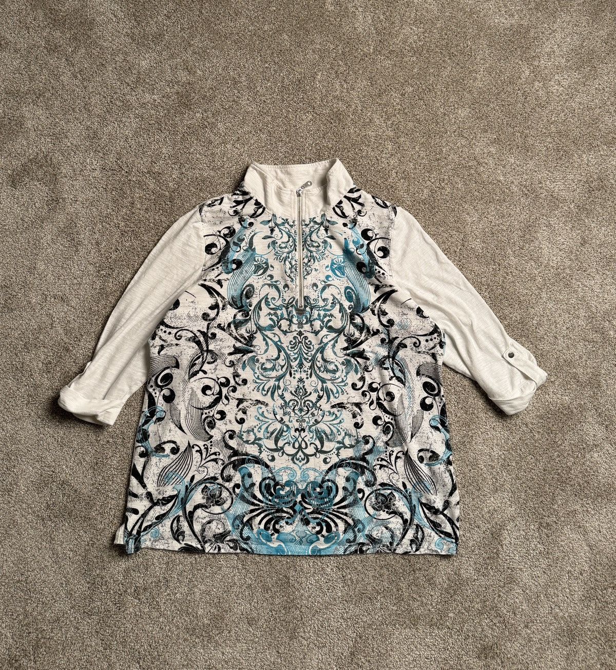 Other ALIA Y2K STYLE RHINESTONE SLUB QUARTER ZIP Size XL / US 12-14 / IT 48-50 - 1 Thumbnail