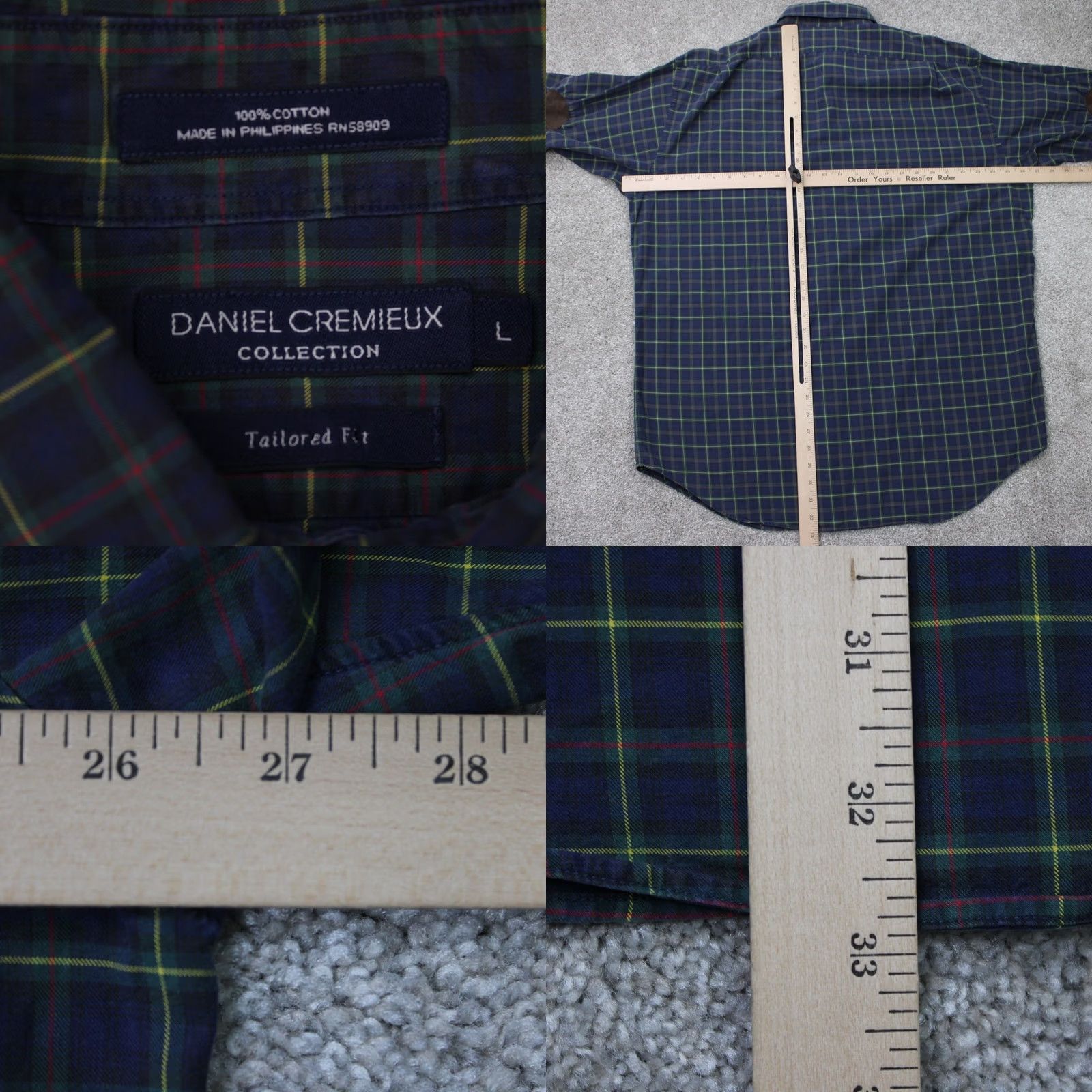 Cremieux Daniel Cremieux Shirt Mens Large Green/Blue Tailored Fit Elbow Patches Grandpa Size US L / EU 52-54 / 3 - 8 Thumbnail