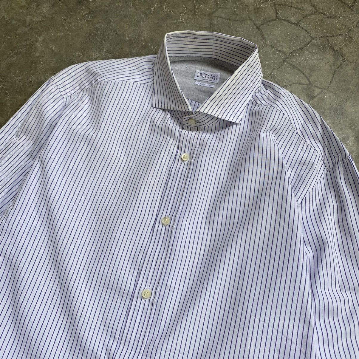 Brunello Cucinelli Brunello Cucinelli Stripe Button Ups Shirt Size US L / EU 52-54 / 3 - 3 Thumbnail