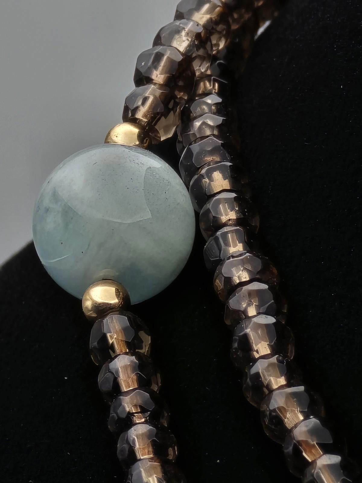 The Unbranded Brand Smoky Quartz Aquamarine Necklace 14k Gold Clasp & Spacers Size ONE SIZE - 6 Thumbnail