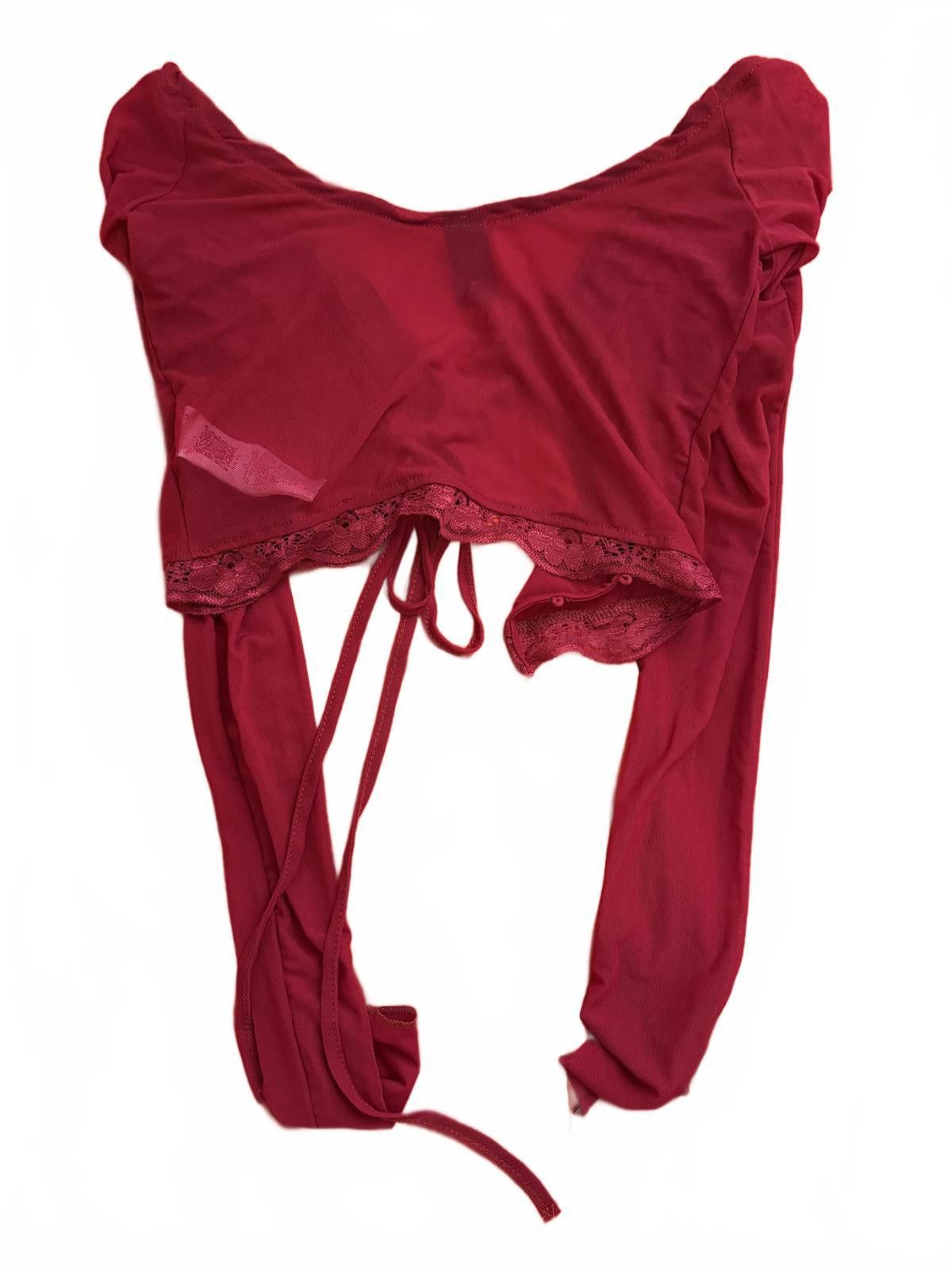Other NWOT Sheer Button-Tie Coverup in Burgundy (X-SMALL) Size XS / US 0-2 / IT 36-38 - 8 Thumbnail