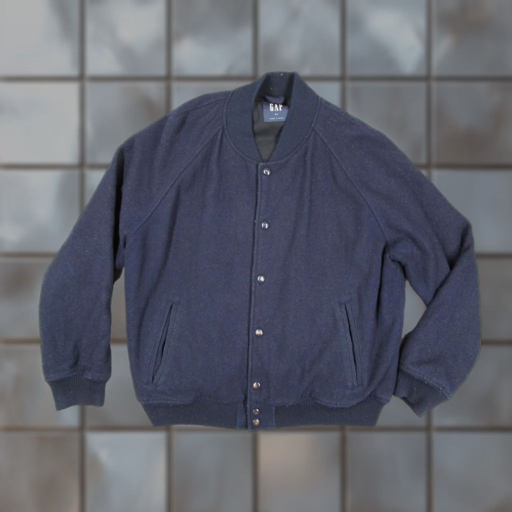 Gap GAP Jacket Mens XL Navy Wool Blend Bomber Snap Button Raglan Lined Pockets Jacket Coat Shirt? Size US XL / EU 56 / 4 - 1 Thumbnail