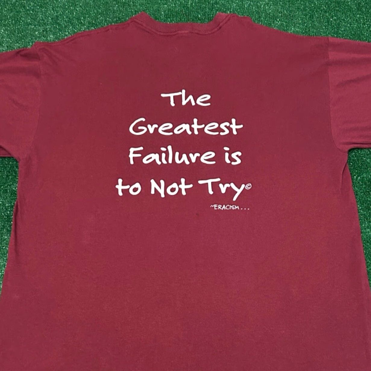 Vintage VINTAGE 90s Eracism Anti Racism World Peace Puff Print VTG 1993 Shirt Size XL Maroon Mens T-Shirt Short Sleeve Size US XL / EU 56 / 4 - 2 Thumbnail