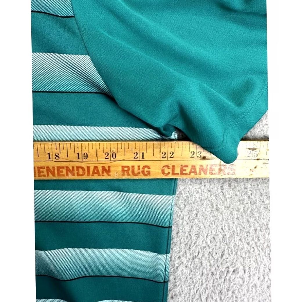Adidas Adidas Polo Shirt Mens M Green Short Sleeve Striped Golf Polo Logo EUC Size US M / EU 48-50 / 2 - 7 Thumbnail