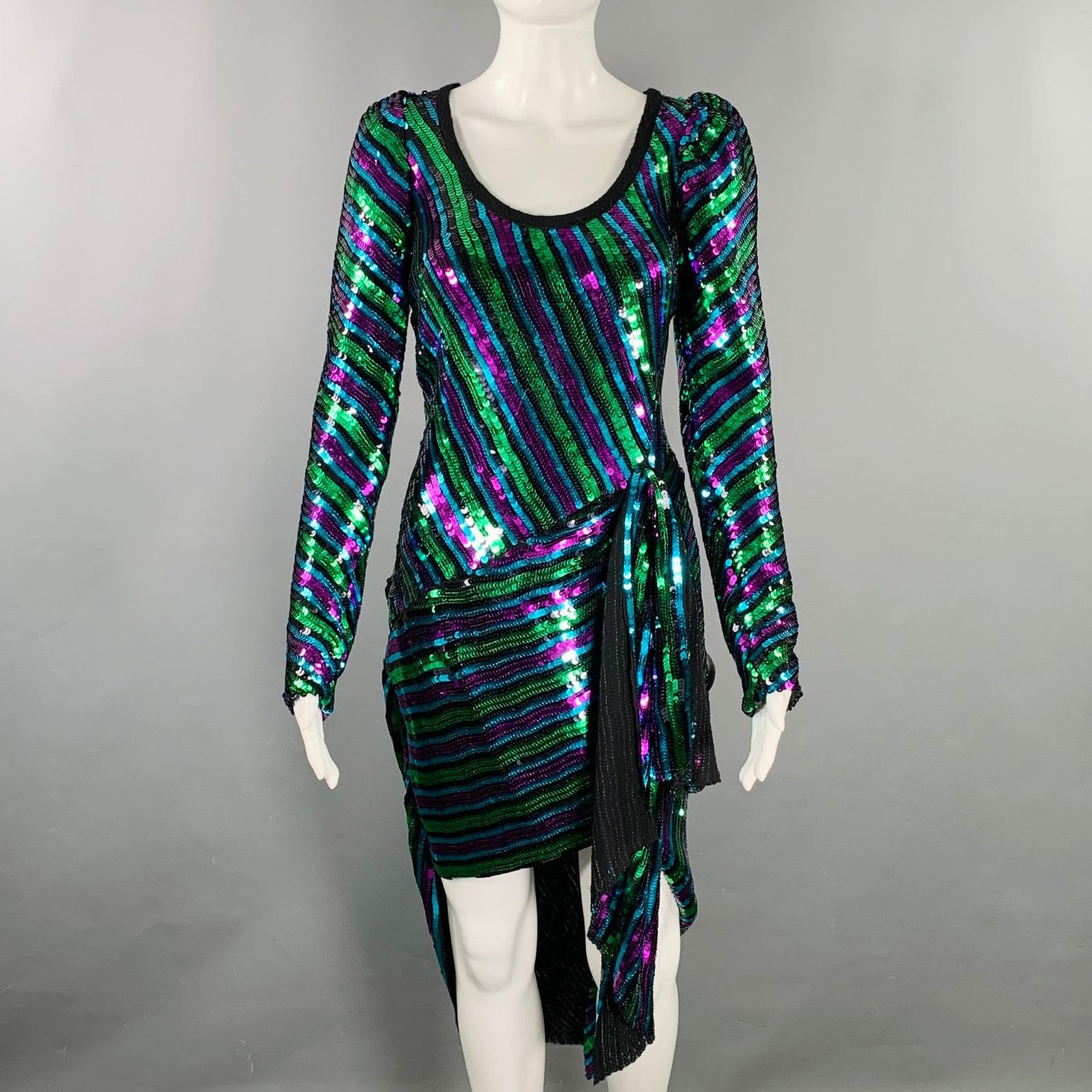 The Disco Multi Color Stripe Asymmetrical Cocktail Dress