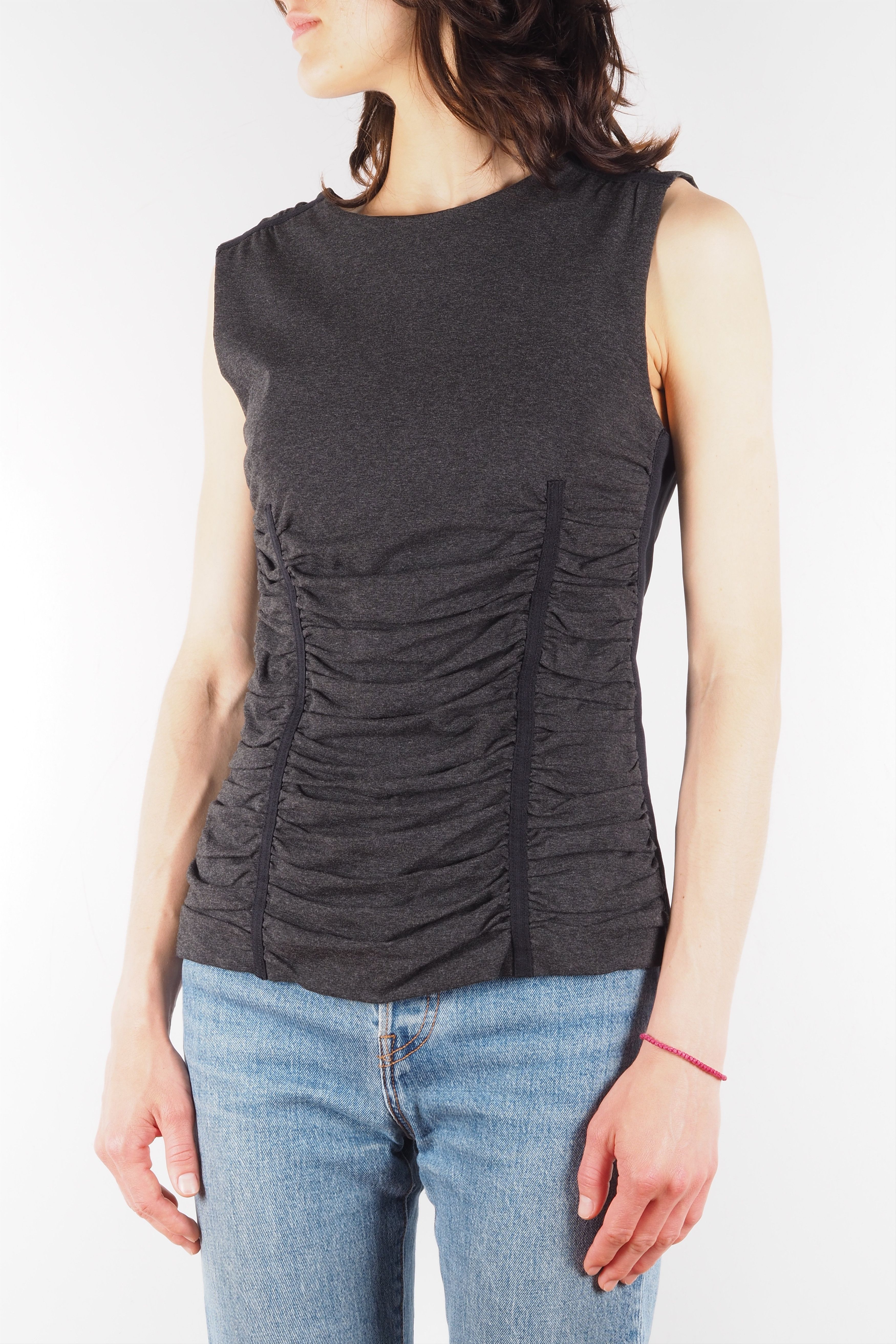 Dolce & Gabbana Dolce&Gabbana Vintage Gray Ruched Corset Style Zip Top Size M / US 6-8 / IT 42-44 - 2 Thumbnail