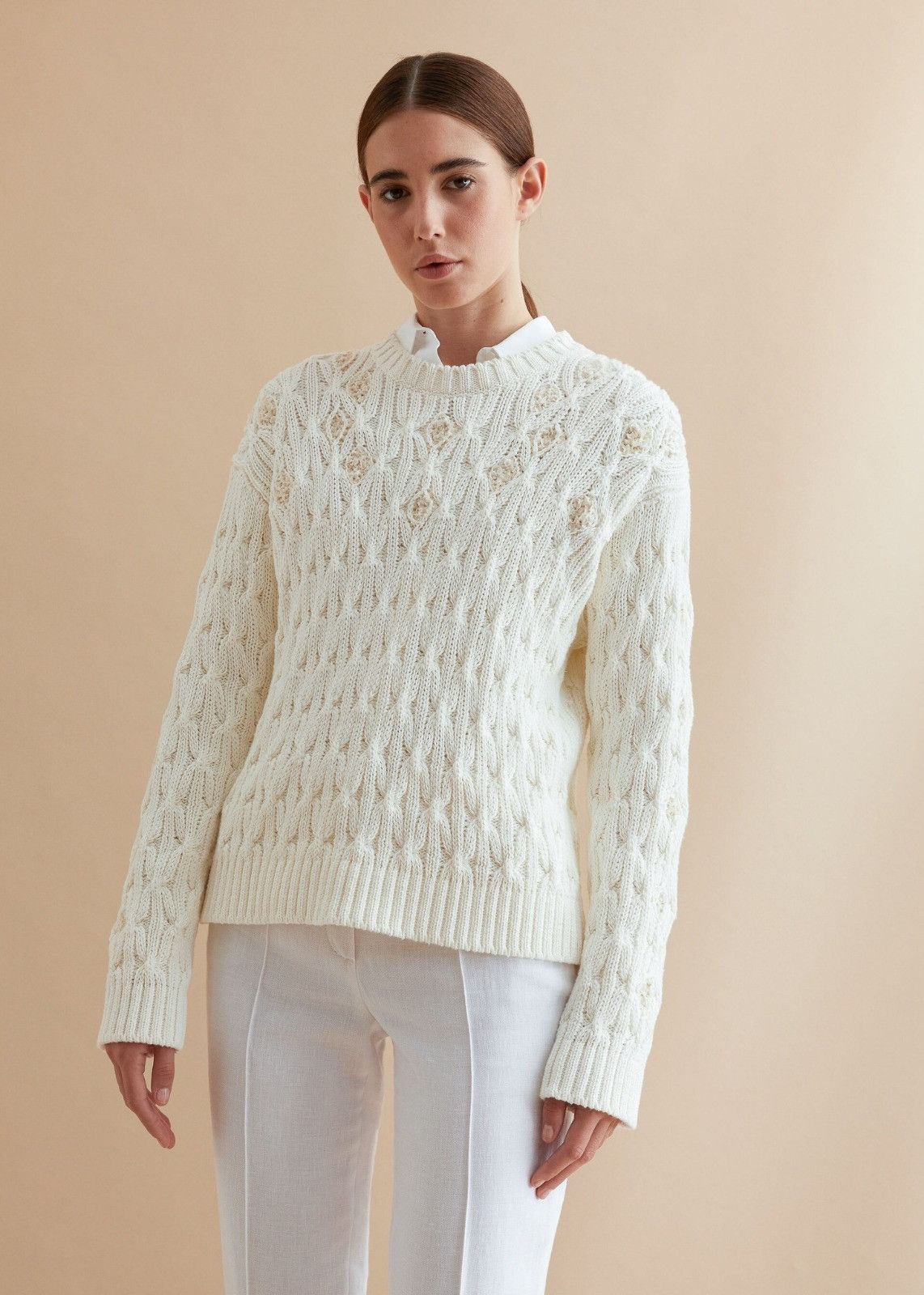 Loro Piana o1srvl11e1224 Valencia Crewneck Sweater in Off White Size L / US 10 / IT 46 - 5 Thumbnail