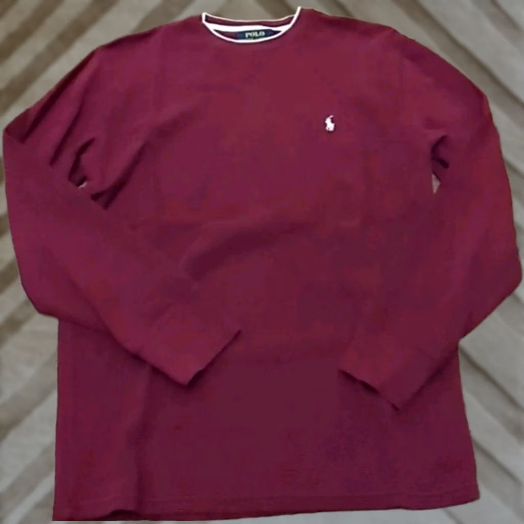 Polo Ralph Lauren Polo Ralph Lauren Shirt Men Medium Burgundy Waffle Knit Thermal Long Sleeve Pony Size US M / EU 48-50 / 2 - 1 Thumbnail