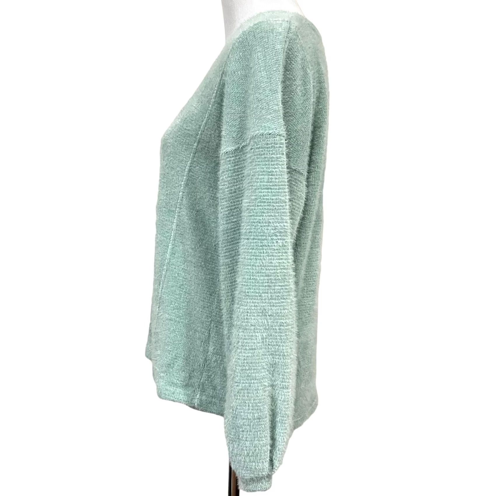 Vintage C&C California Fuzzy Sweater Light Blue V-Neck Pullover Women’s Size Large size L Blue Pullover Woman Wool Blend Solid 90s? Size L / US 10 / IT 46 - 3 Thumbnail
